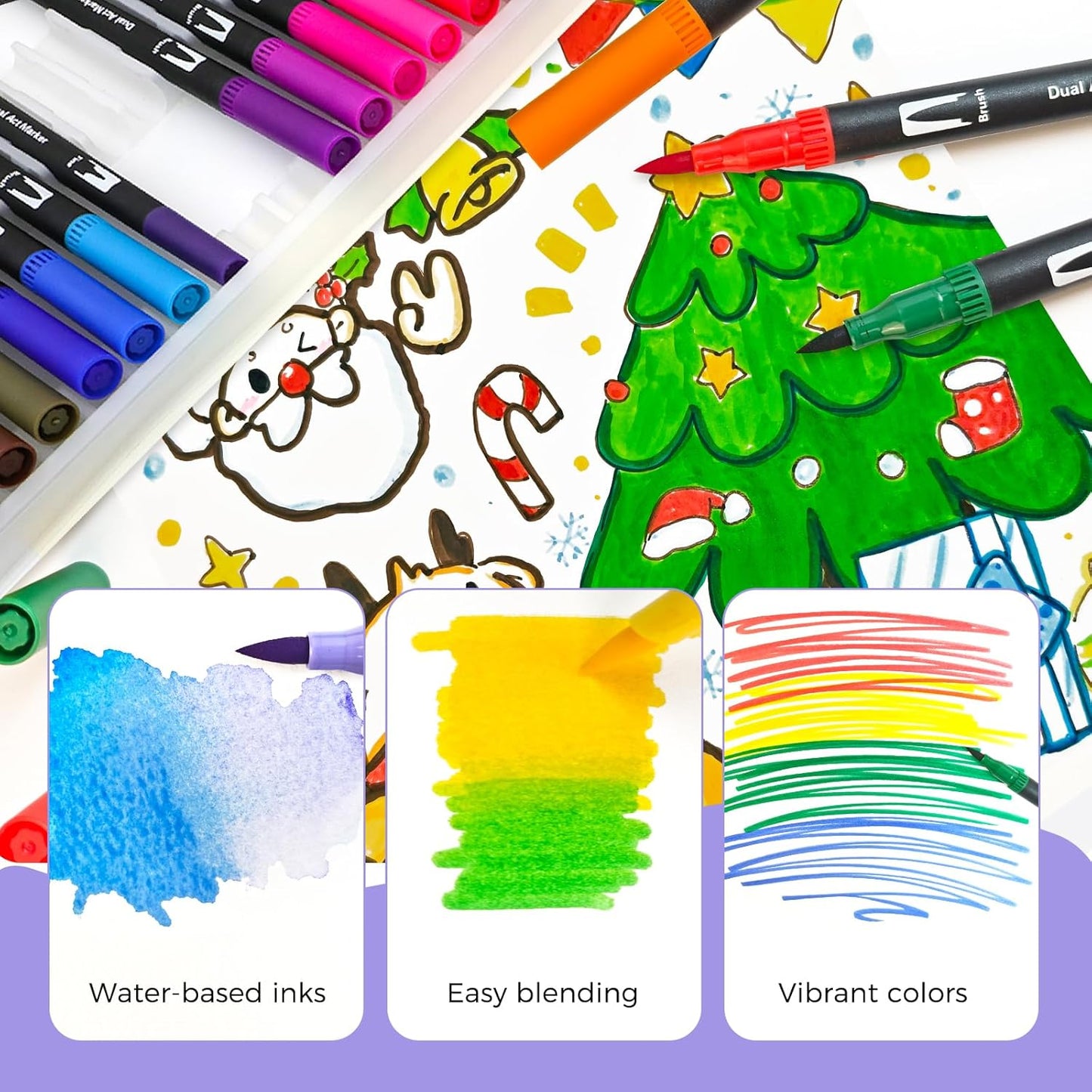 Artecho 120 Colors Markers for Adult Coloring Books No Bleeding, Dual Tip Markers for School, Fine and Brush Tip for Adults Coloring Books, Calligraphy, Drawing, Sketching