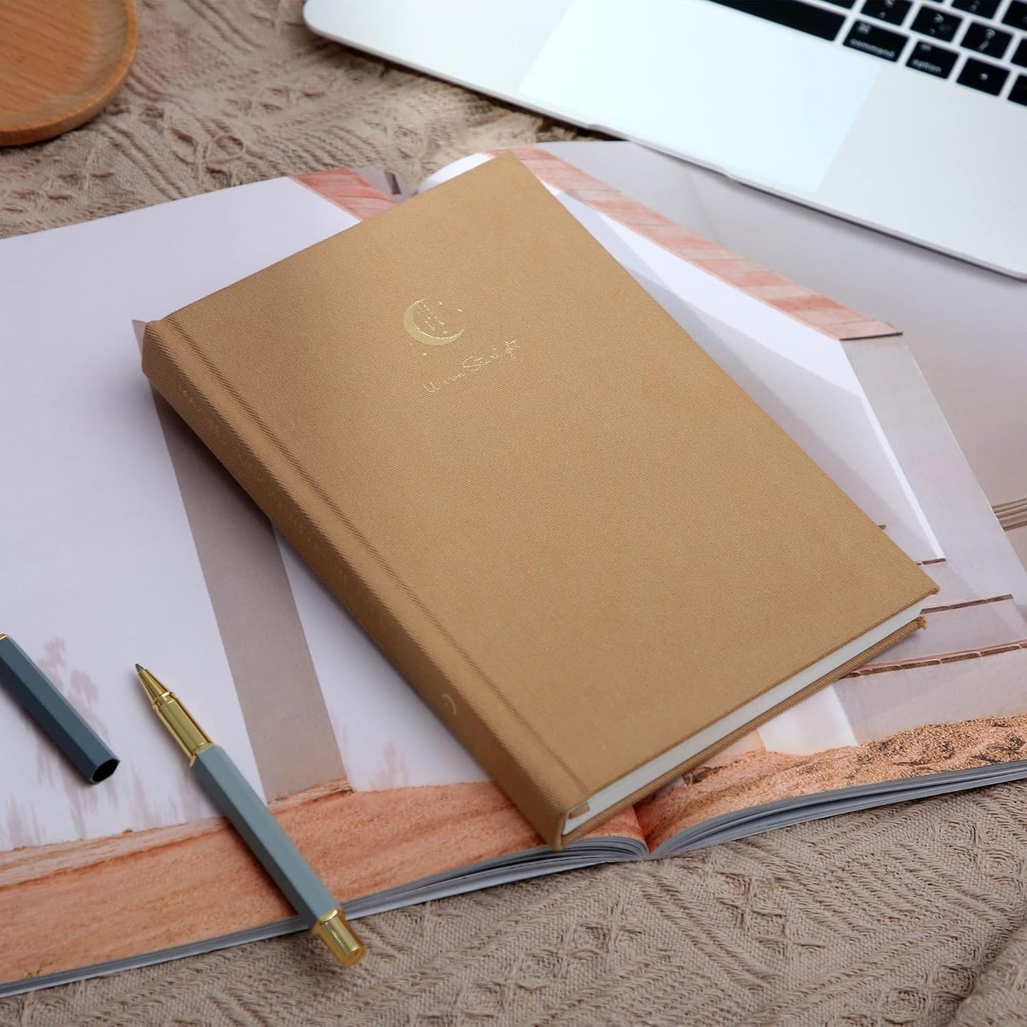 CAGIE Journal for Women Fabric Journal Notebook with 256 Pages 120 GSM Journals for Writing with Gift Box, 5.7x8.3 In, Brown