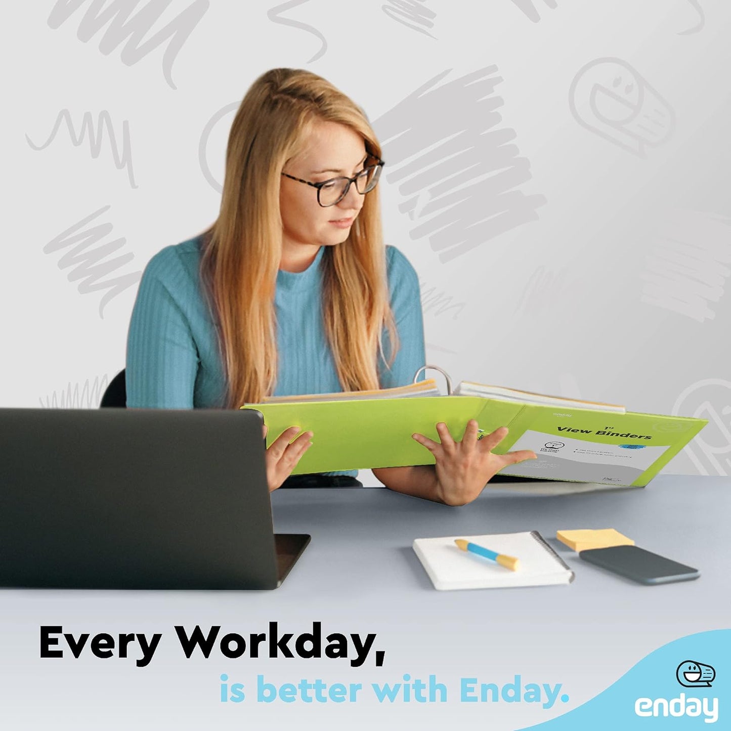 3 Ring Binder Green, 1 Inch, 1” Clear View Cover with 2 Inside Pockets Round Ring Binder, Colored School Supplies Binders, Also Available in Pink, Blue, Purple, Grey, and Red (6 PC) – by Enday