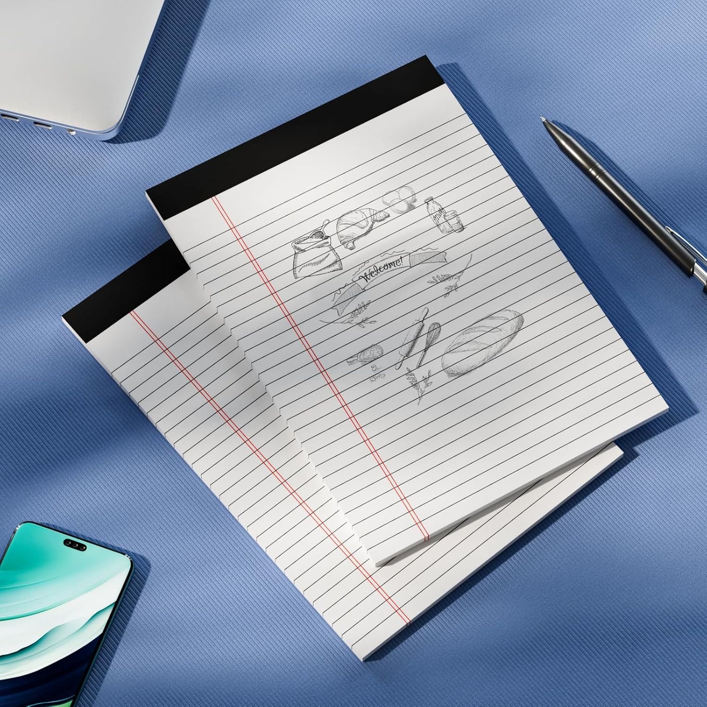 48 Pack Legal Pads 8.5 x 11,White Note Pads 8.5 x 11, Wide Ruled Legal Pads, Micro Perforated Notepads 8.5'' x 11'' with Sturdy White Back, 30 Sheet/Notepad, Writing Pad for School, Home, Office