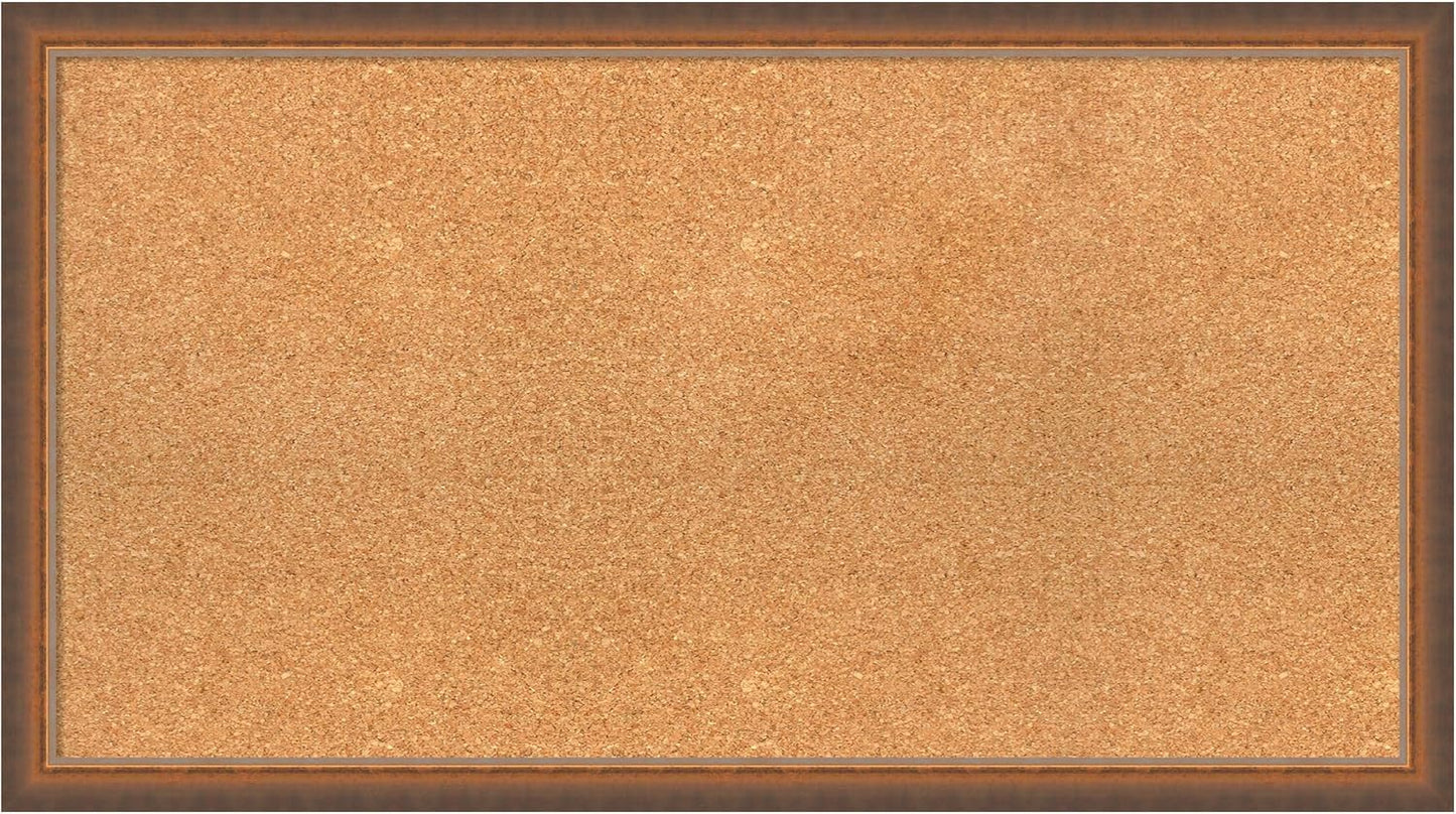 Amanti Art Natural Cork Board for Wall, 20x36 Vision Board with Bronze Frame, Large Corkboard Office Decor for Home Organization, Modern Corkboard Pinboard to Display Items for Home Organization in