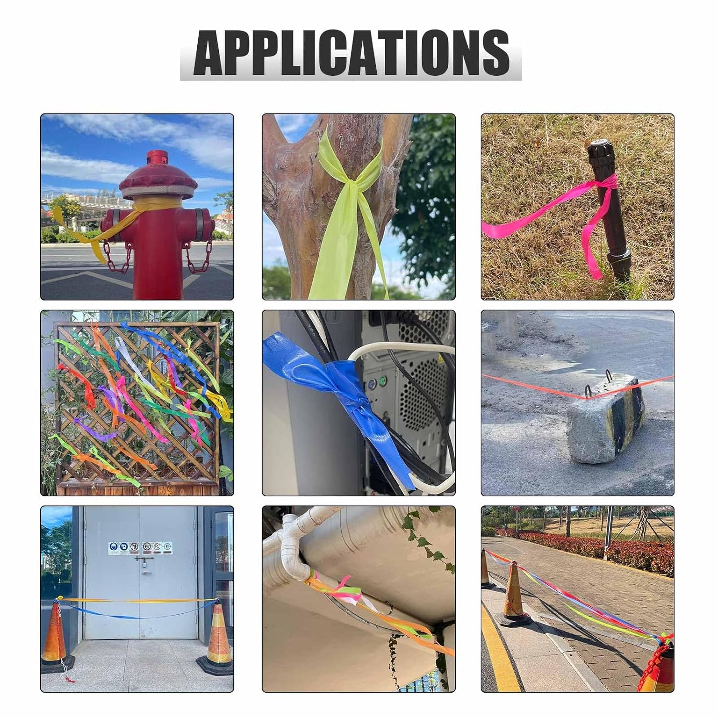 6 Pack Flagging Tape Assorted Colors, Non-Adhesive Plastic Ribbon Neon Marking,1"*600ft, Marking Tape for Tree Marking,Hunting,Boundaries and Hazardous Areas,Trail Marking