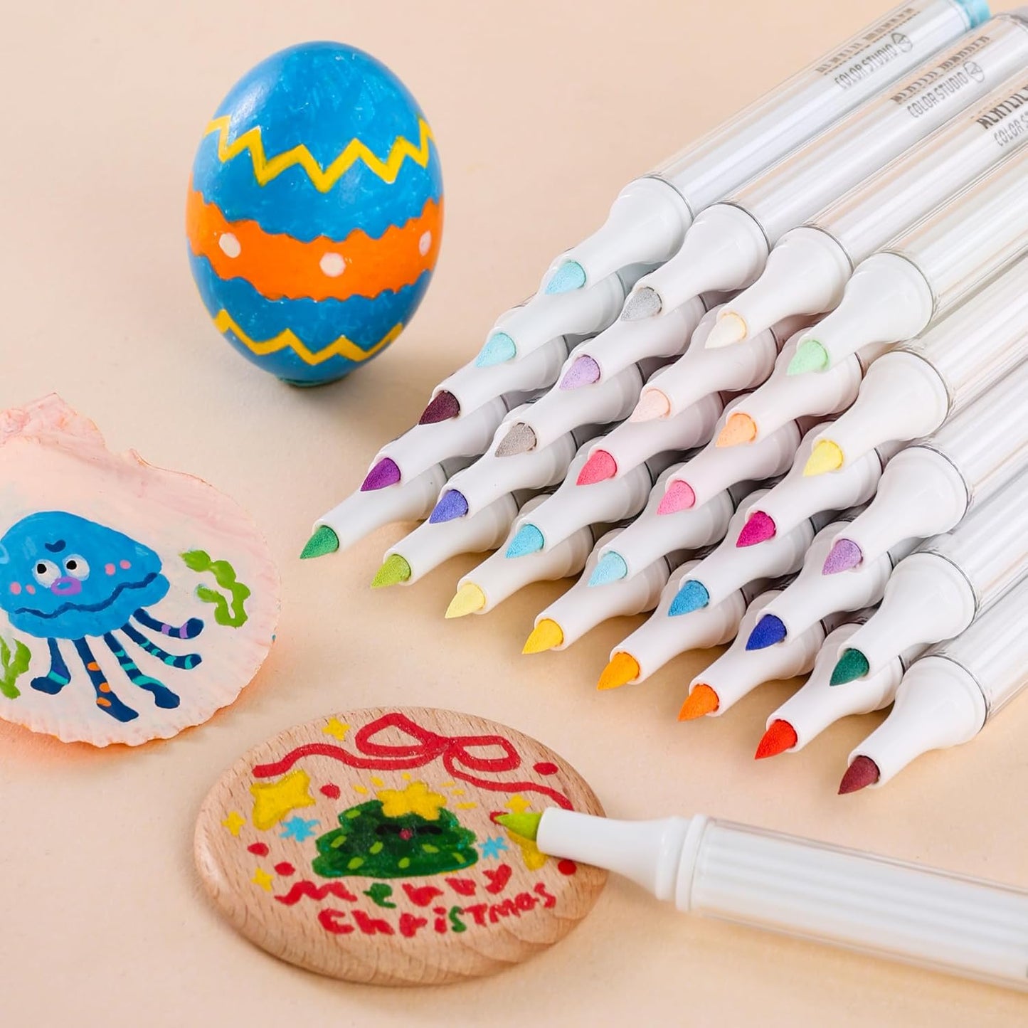 54 Colors Acrylic Paint Markers Set, Soft Brush Tip Acrylic Paint Pens Acrylic Markers for Rock, Egg, Wood, Glass, Canvas Painting, Coloring and Drawing, DIY Crafts Art Supplies