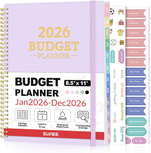 2026 Budget Planner - Monthly Budget Book from JAN 2026 - DEC 2026 with Expense Tracker Notebook, A4 Size (8.5" x 11") Bill Organizer & Finance Planner Account Book to Manage Your Finances, Purple