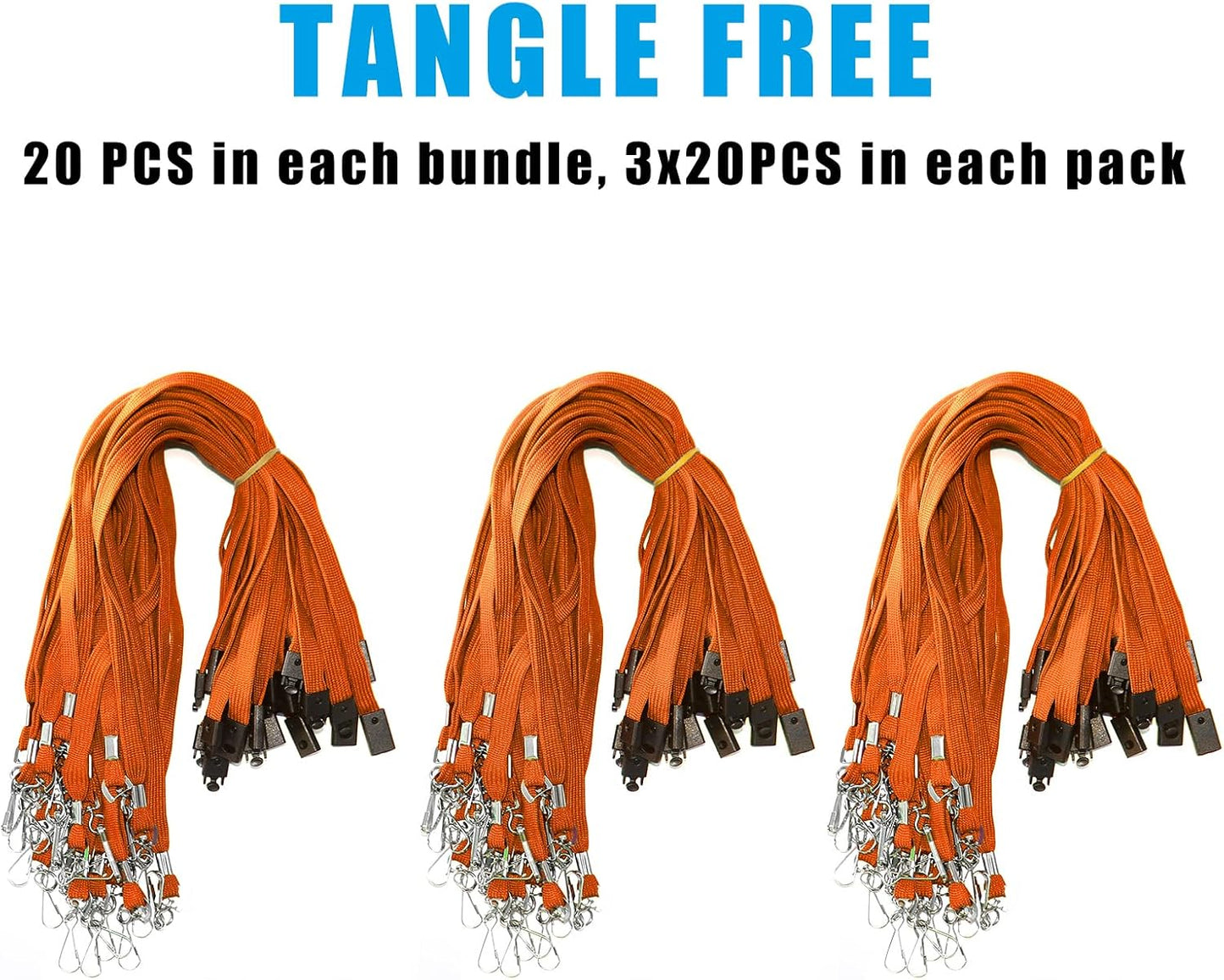60 Pcs Breakaway Lanyards Safety Orange Lanyard with Swivel J Hook Premium Bulk Flat Lanyards 36" for ID Name Badge Holder, ID Badges Cruise, School, Students, Coach, Festival and Hang Keys