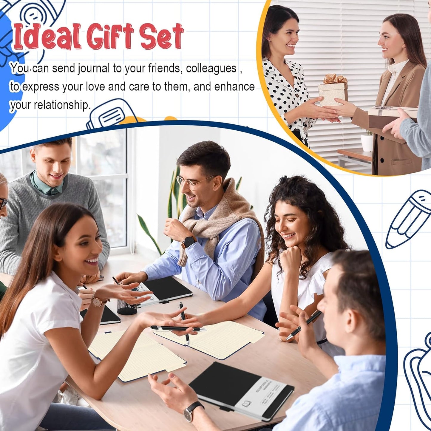 15 Pack Journal Notebook Bulk A5 Hardcover Notebook Classic Journal Set with Pen Holder with 15 Pcs Pens for School Business Work Travel Writing (Black)