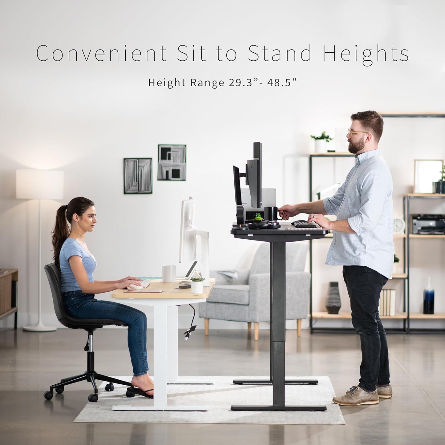 VIVO Electric 60 x 24 in Standing Desk, Memory Height Adjustment, 1B Series, One-Piece Dark Gray Top, White Frame, DESK-KIT-1W6G