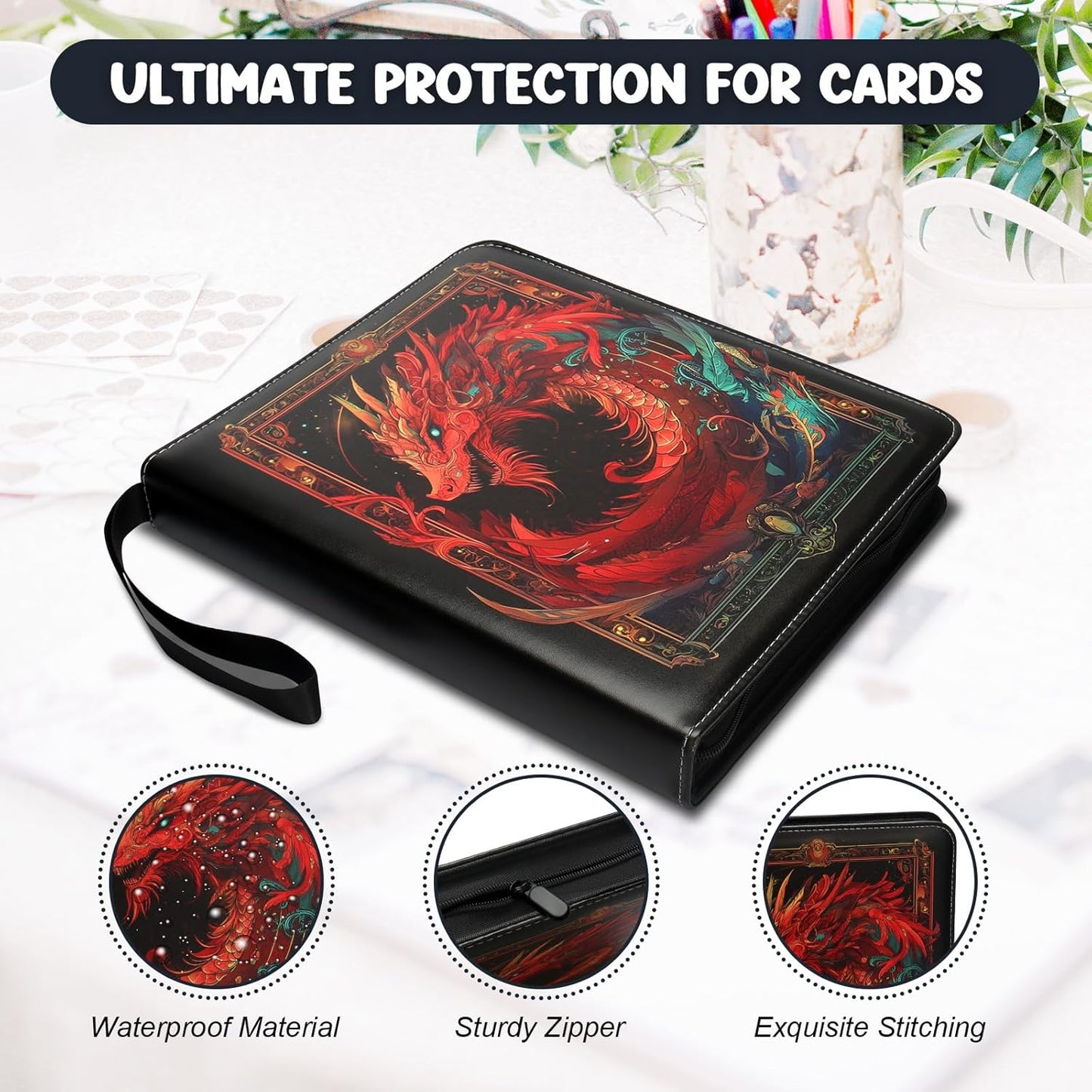 Card Binder 9 Pocket, Othran Trading Card Binder 900 Pockets with 50 Removable Sleeves and Zipper for Boys and Girls Organized