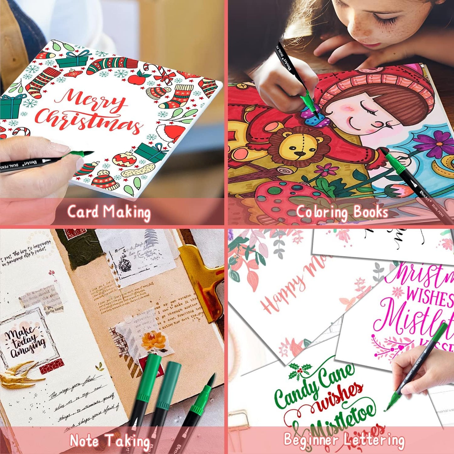 Dual Brush Markers for Adult Coloring Books, 24 Colored Fine Point Marker Pen for Back to School Supplies Bullet Journaling Note Taking Drawing