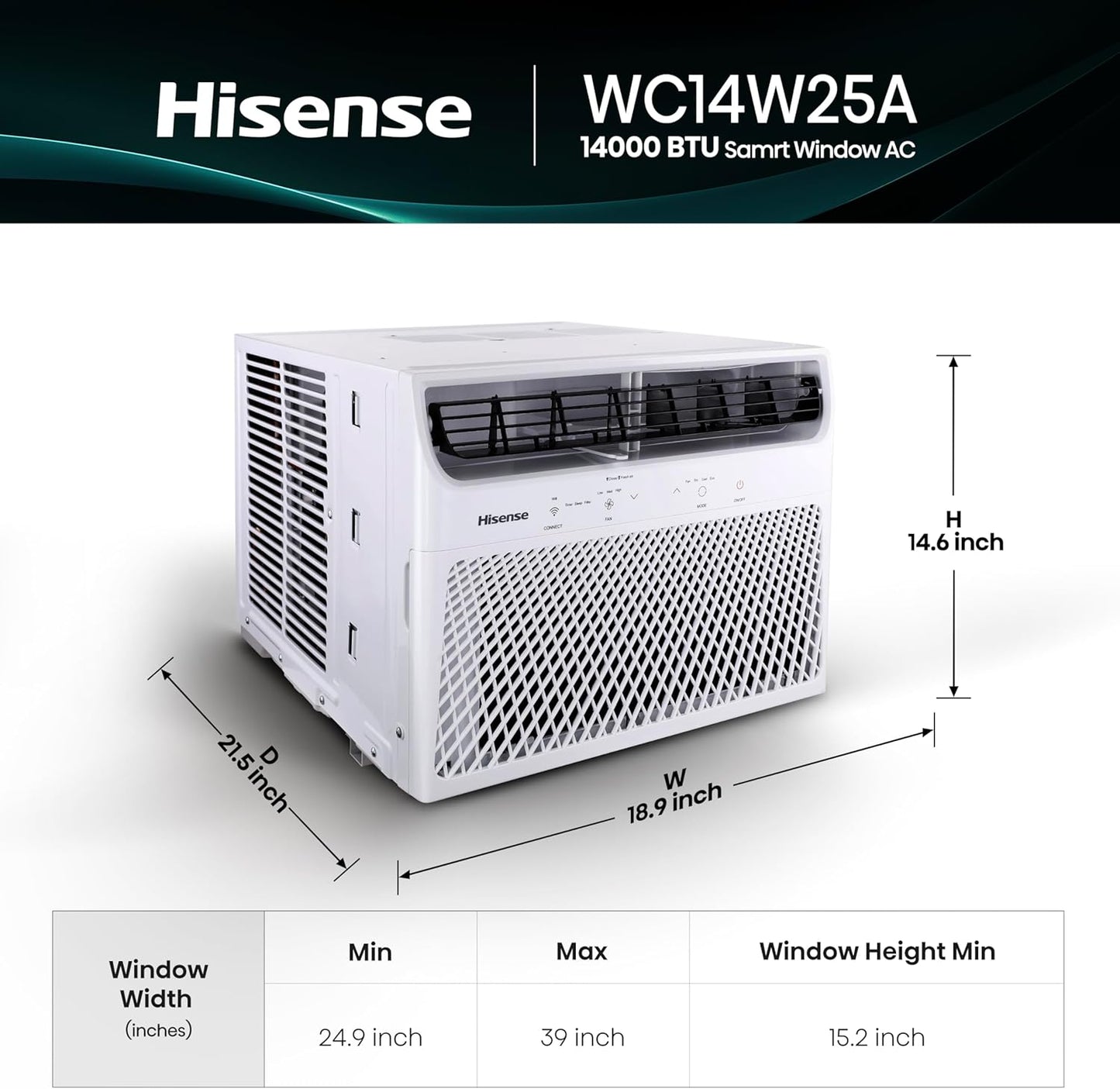 Hisense WC14W25A Window Air Conditioner, 14,000 BTU, White