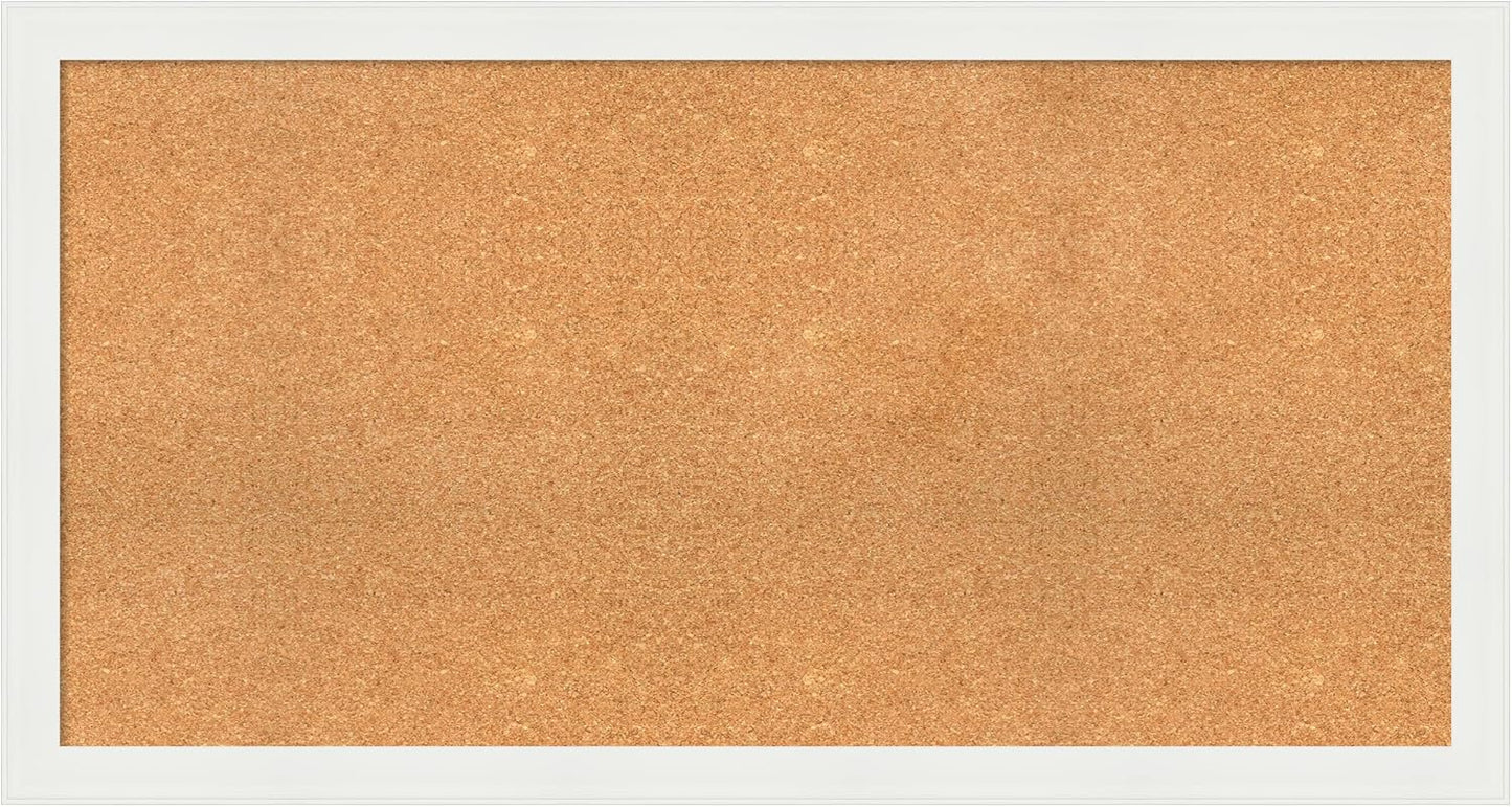 Amanti Art Natural Cork Board for Wall, 27x51 Vision Board with White Frame, Oversize Corkboard Office Decor for Home Organization, Casual Corkboard Pinboard to Display Items for Home Organization in