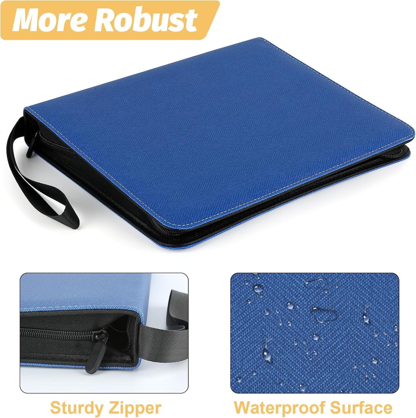 9 Pocket Card Binder, Premium Zip Trading Card Binder, 720 Double Sided Pocket PU Card Collection Binder, Collector Card Album, Card Folder for MTG, TCG, Sports Cards, Game Cards (Blue1)