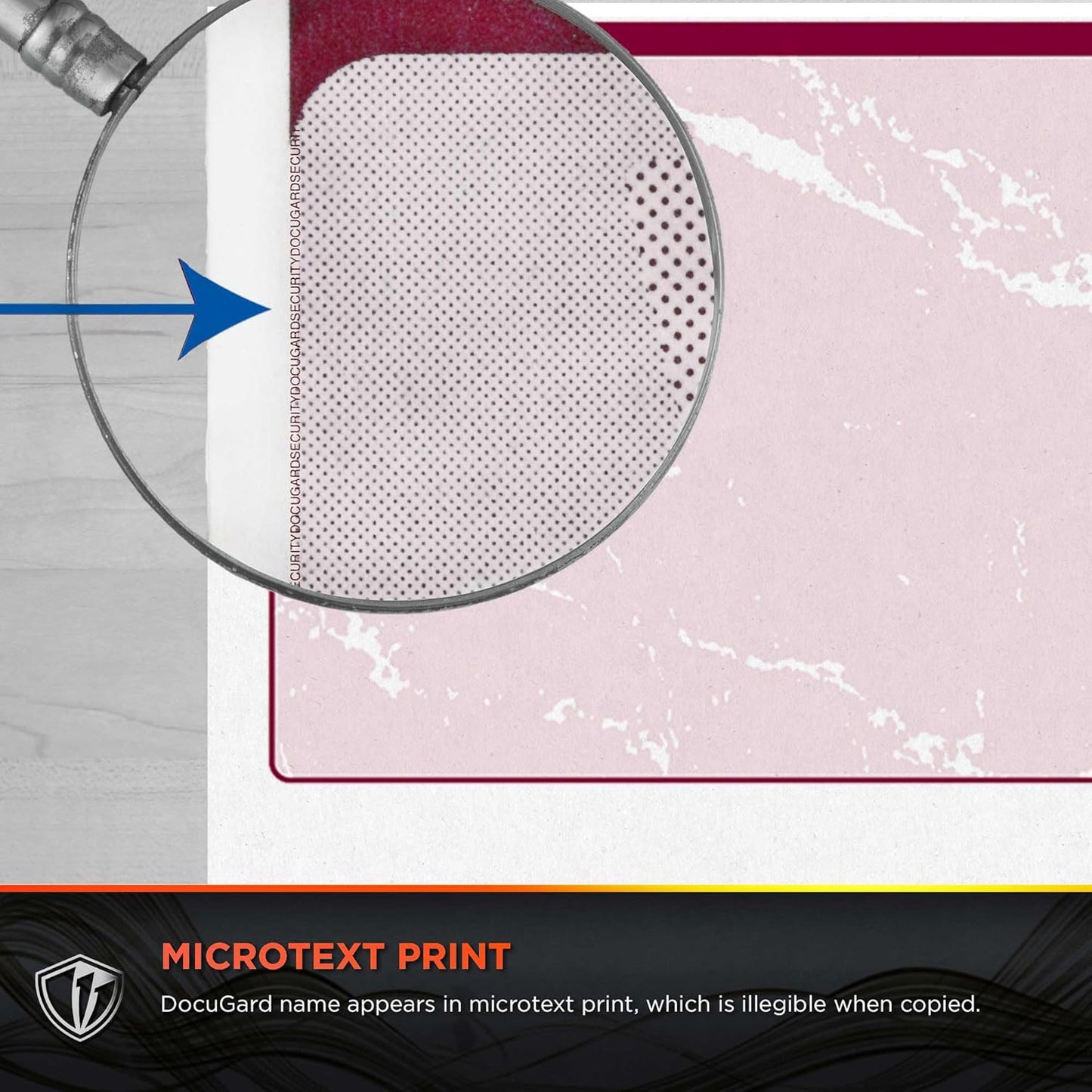 DocuGard Standard Burgundy Marble Bottom High Security Check Paper - QuickBooks & Laser/Inkjet Printer Compatible - 11 Security Features - 500 Blank Business Checks (04519)