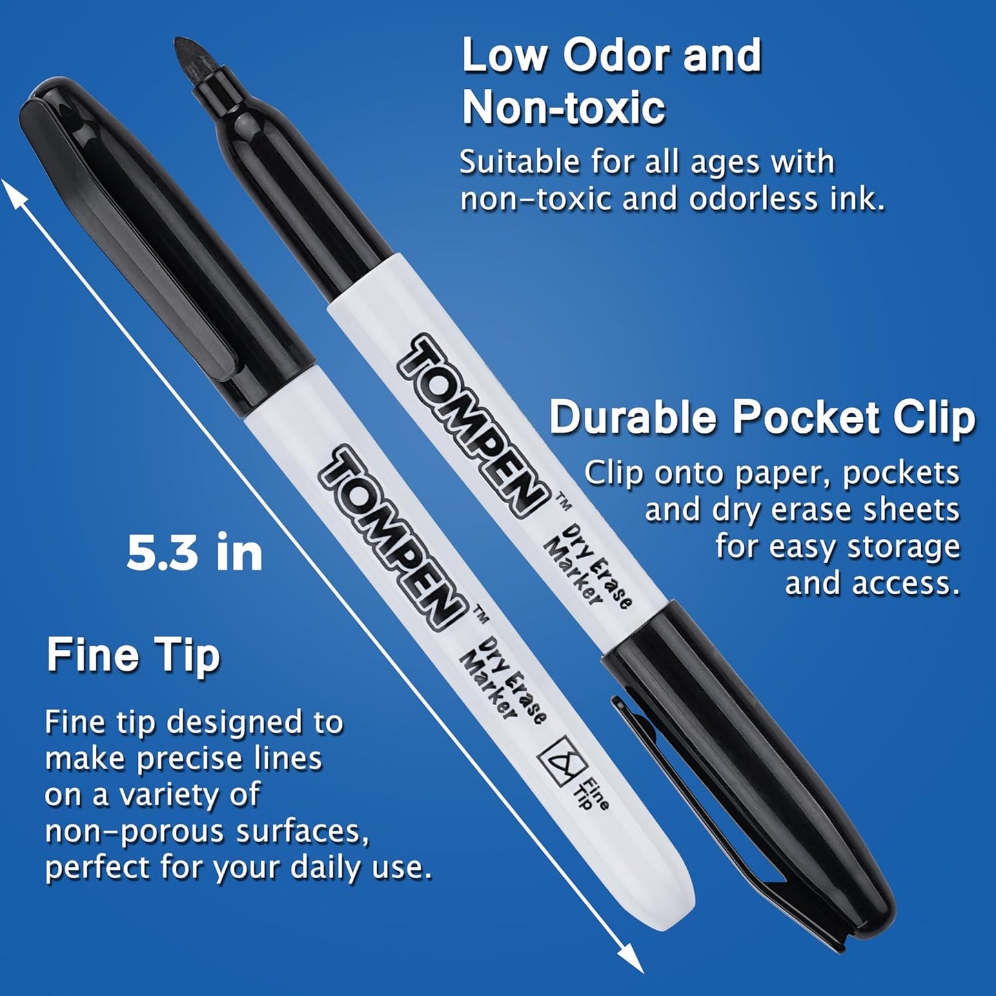 Dry Erase Markers Fine Tip,Black,48 Count Bulk,Thin Erasable Whiteboard Markers with Low Odor Ink Quick-Drying for Calendar Boards Office Home School Writing Planning