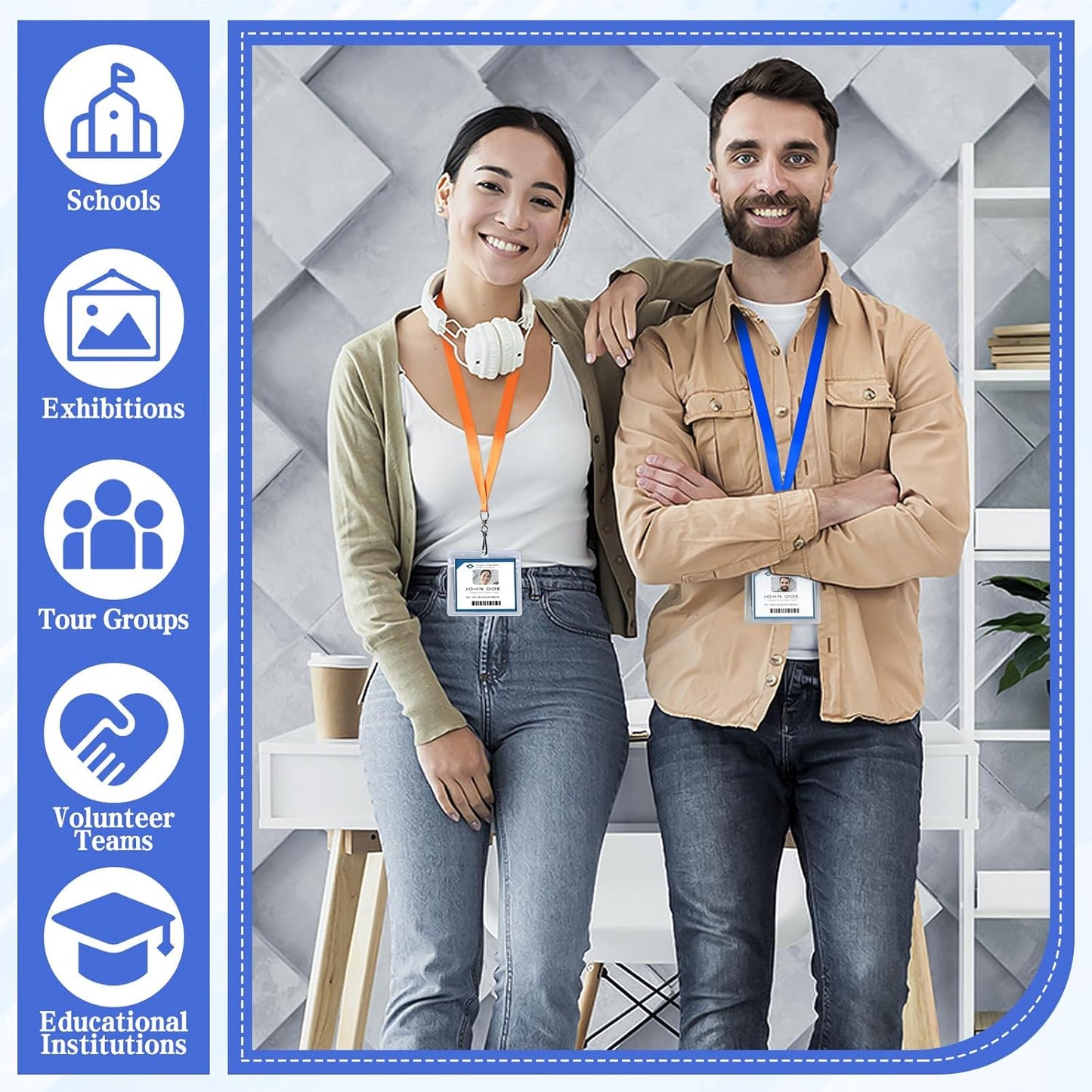 80 Pcs Breakaway Lanyard for Id Badges, 8 Color Breakaway Flat Badge Lanyards with Swivel J Hook Break Away Lanyards for Teachers Volunteers Student Team Activities