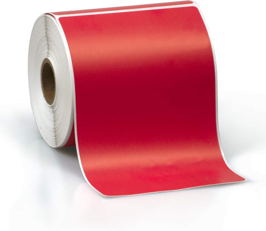 4" X 6" Direct Thermal Perforated Stickers Labels for Shipping Labels, Inventory, and Color Coding - Compatible with Zebra, Rollo, Godex and More (Red, 1 Roll)