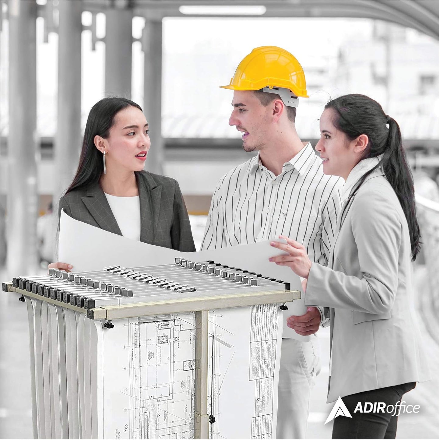 Adir Mobile Blueprint Storage Rack - Adjustable and Portable Vertical Blueprint Holder for Plans, Maps, Posters and Drawings. File Organizer Stand for Home, Office and Construction Sites