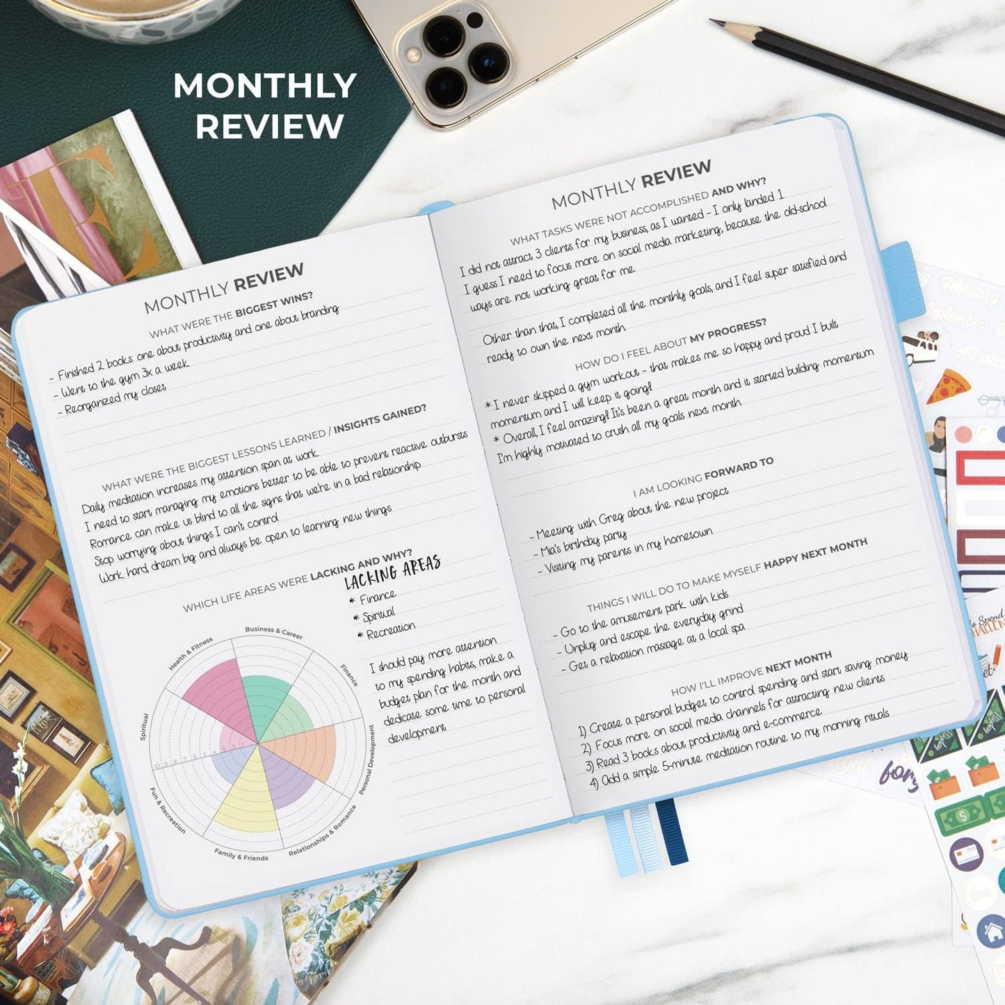 Clever Fox Dated Planner Premium 2025 – Weekly Agenda for Planning & Time Management –Notebook with Habit Tracker & To-do List (Light Blue)