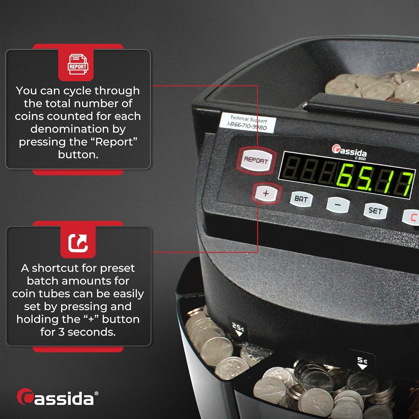 Cassida C200 Coin Sorter, Counter and Roller
