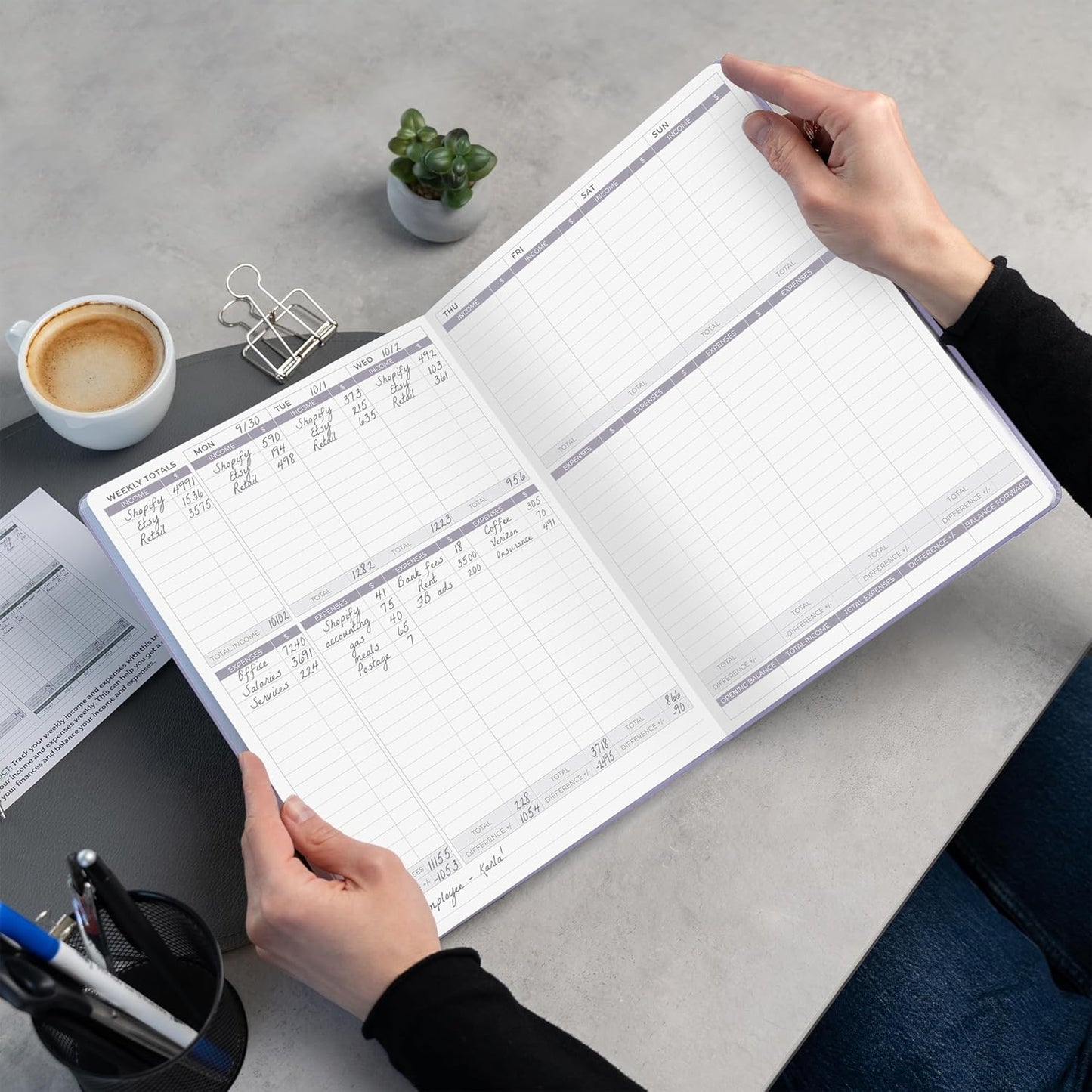 Clever Fox Income & Expense Tracker Large – Accounting & Bookkeeping Ledger Book for Small Business – 2-Year Record Notebook, A4 (Lavender)