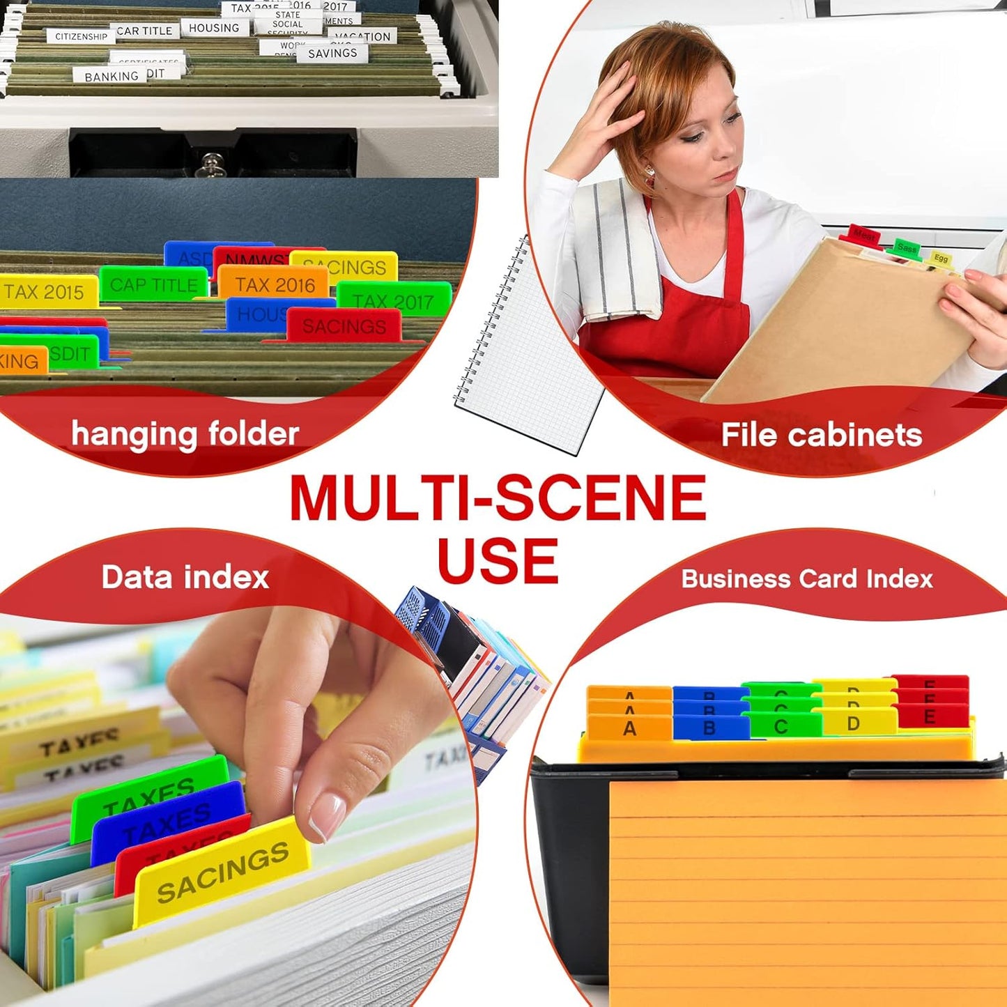 Gueevin 2 Inch Insertable Self Adhesive Tabs with Printable Inserts Clear Index Tabs Self Adhesive Colored Page Marker Repositionable Tag for Bible Divider Notebook File Folder Book Binder(50 Pieces)