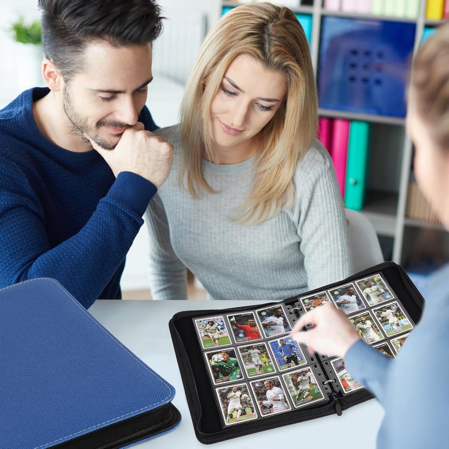 9 Pocket Card Binder, Premium Zip Trading Card Binder, 720 Double Sided Pocket PU Card Collection Binder, Collector Card Album, Card Folder for MTG, TCG, Sports Cards, Game Cards (Blue1)