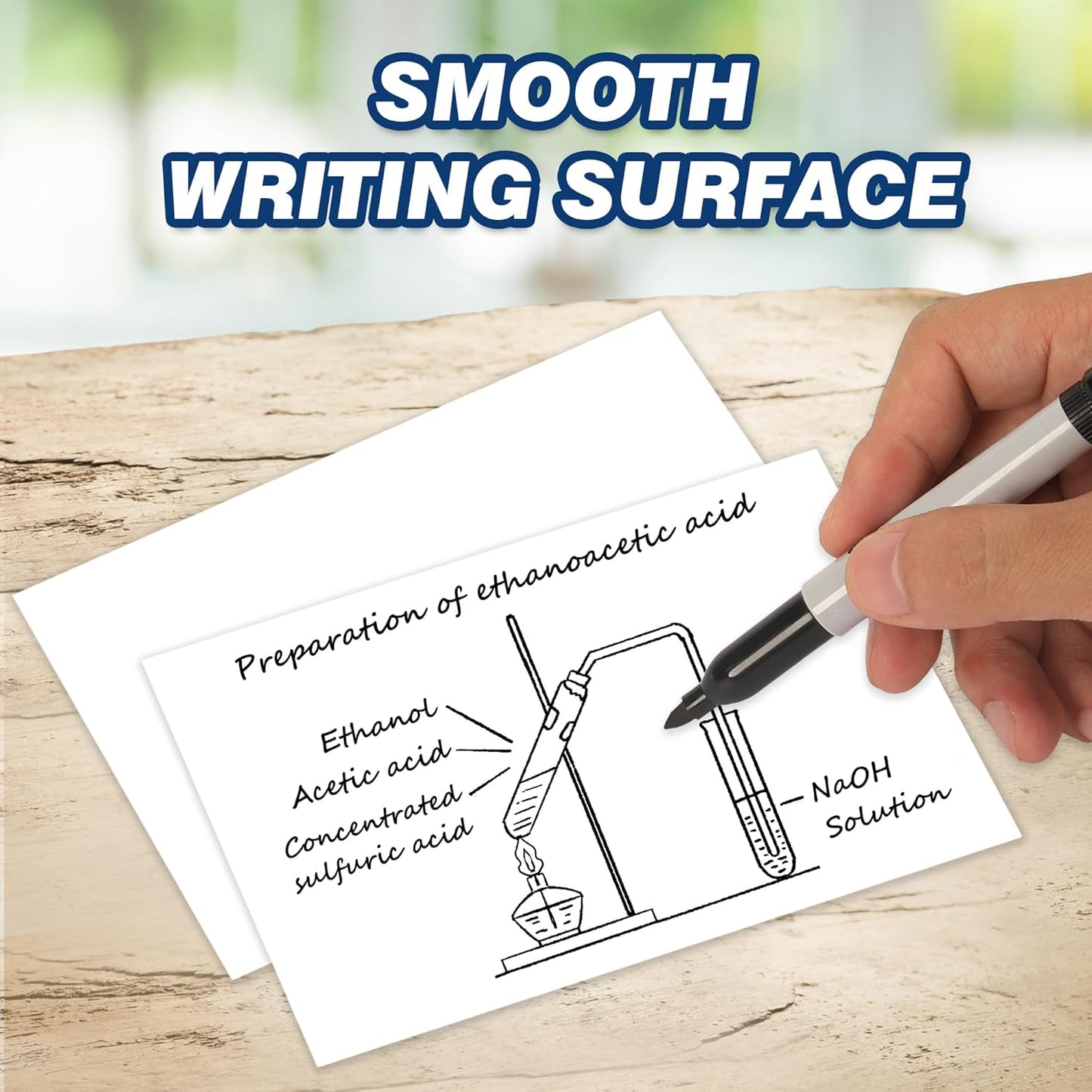 Chell 200 Count Blank Index Cards 4x6 Inch Heavyweight, No Bleed-Through, Double Side Unlined, 74 lb. Cover Weight, White