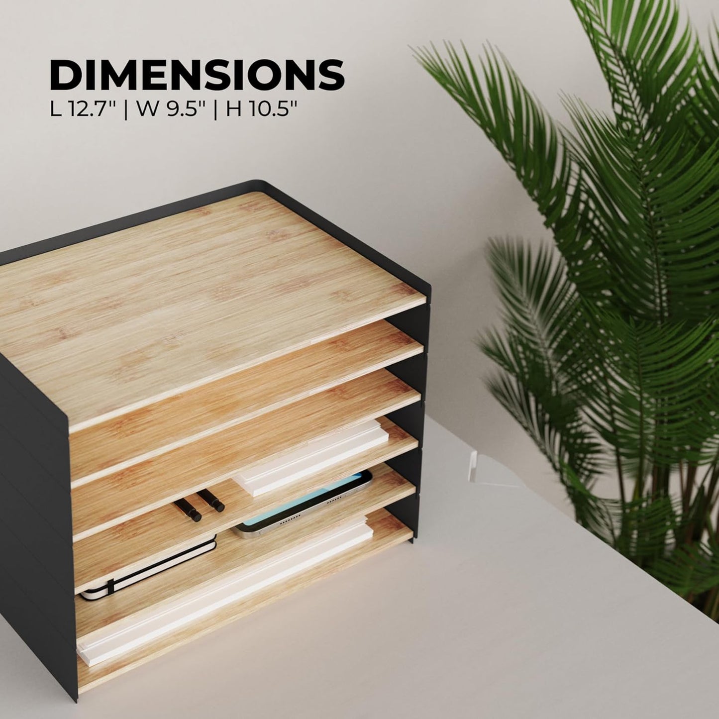 DesktopOrganizer-1drawer Prosumer's Choice Desk Paper Organizer Tray Wood - Ideal Solution and Size for Clean Desktop Setup - Suitable Desktop Organizer, Dimensions: 1.6 'H',12.5 'L',8.8'W'