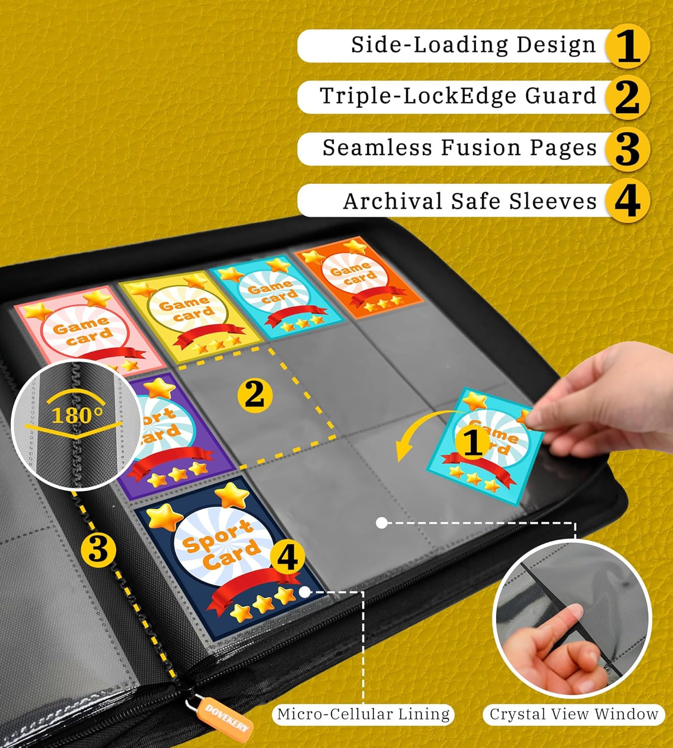 12 Pocket Card Binder, 864 Pockets Side Loading Trading Card Collection Binder, Zipper Ringless Card Holder Album for TCG, Sports, Game Business Cards, Red