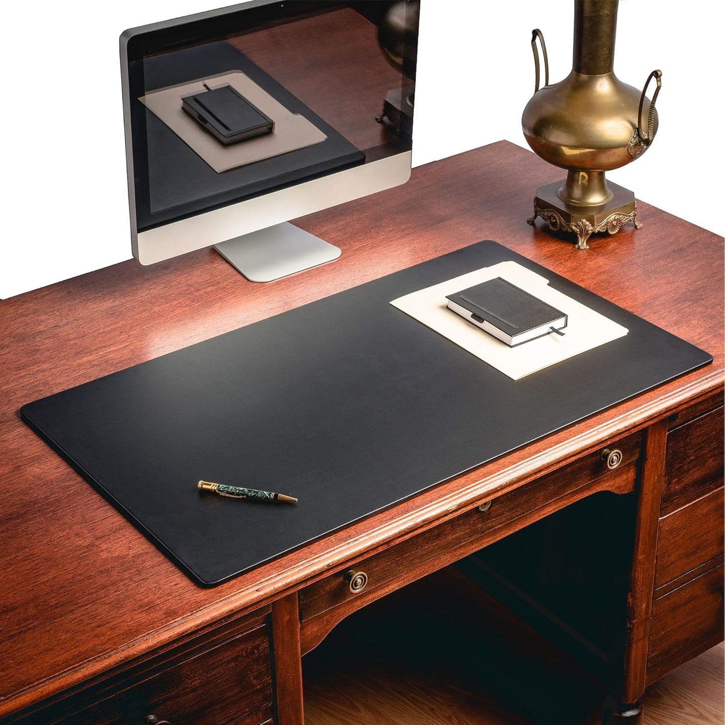 Dacasso Black Leatherette 38" x 24" Without Rails Desk Mat, 38 by 24-Inch, Model:P1032