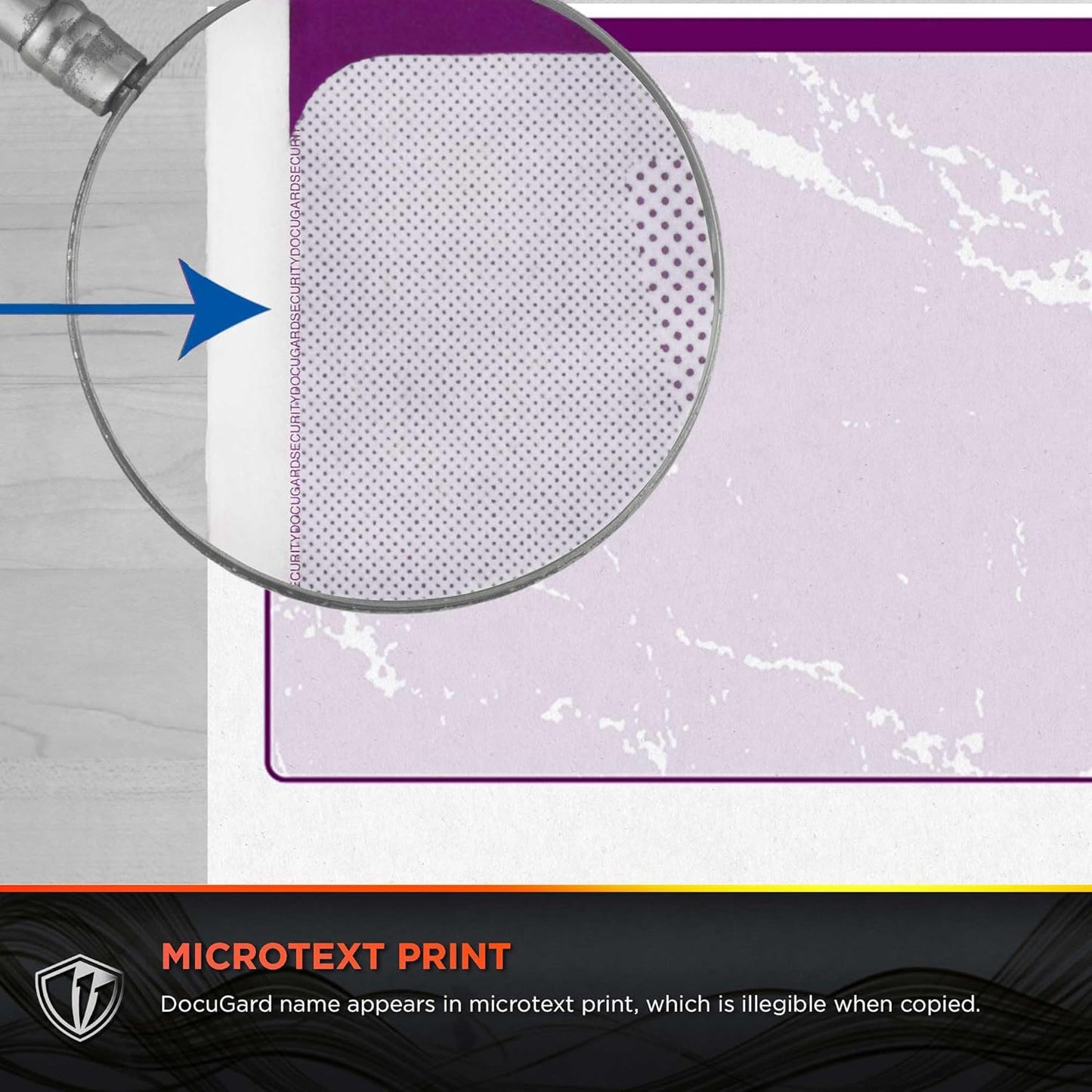 DocuGard Standard Purple Marble Middle High Security Check Paper - Laser/Inkjet Printer Compatible - 11 Security Features - 500 Blank Business Checks (04515)