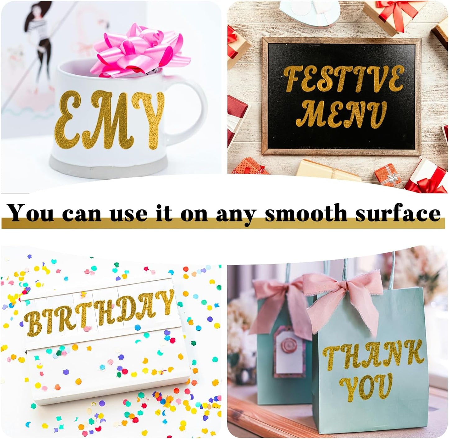 Glitter Letter Stickers,10 Sheets 2 Inches Self-Adhesive Vinyl Letters Alphabet Sticker Decals for Scrapbook,Door,Mailbox,Bulletins Boards - Gold