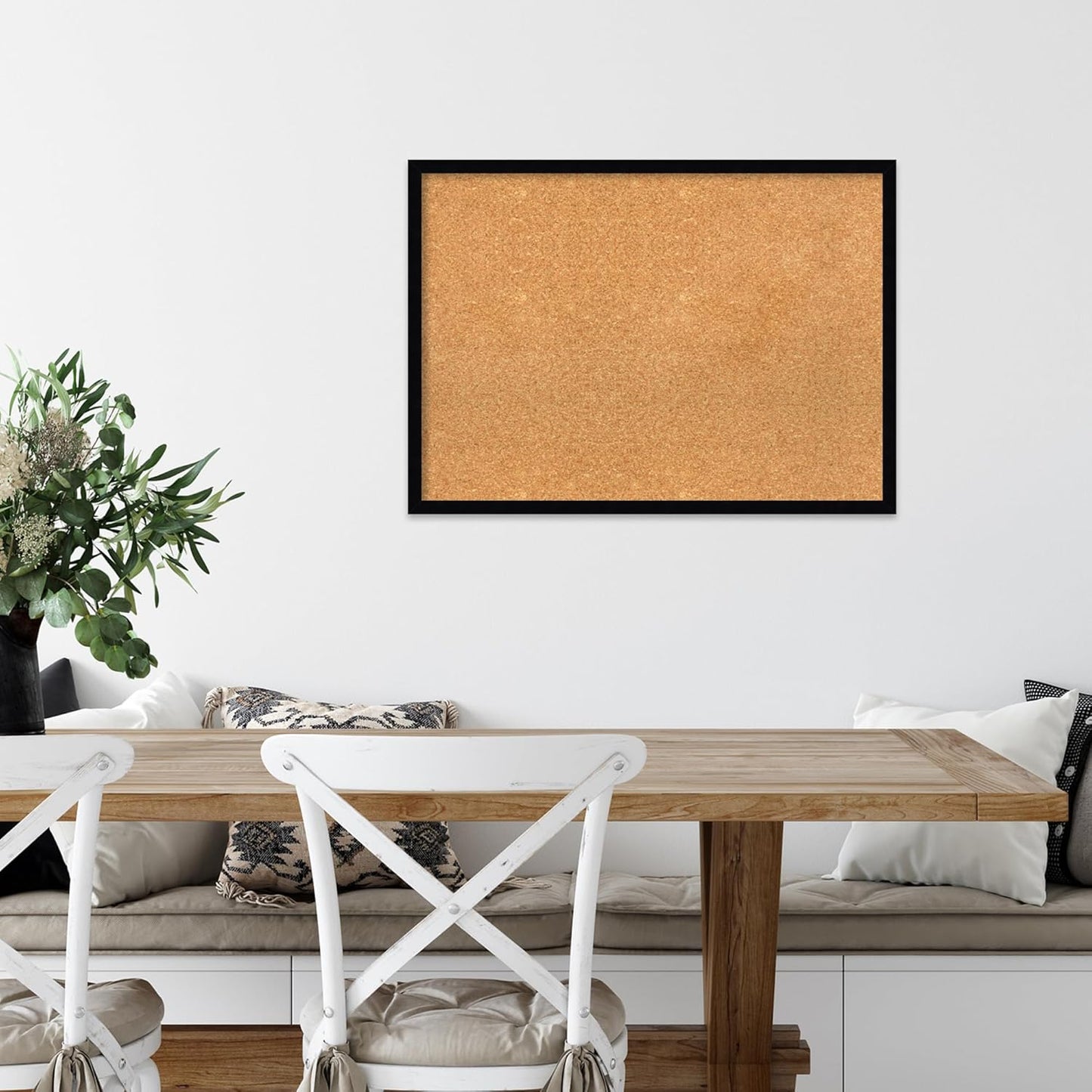 Amanti Art Natural Cork Board for Wall, 21x29 Vision Board with Black Wood Frame, Medium Corkboard Office Decor for Home Organization, Modern Contemporary Corkboard Pinboard to display items for home