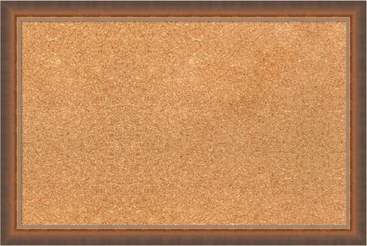 Amanti Art Natural Cork Board for Wall, 16x24 Vision Board with Bronze Frame, Small Corkboard Office Decor for Home Organization, Modern Corkboard Pinboard to Display Items for Home Organization in