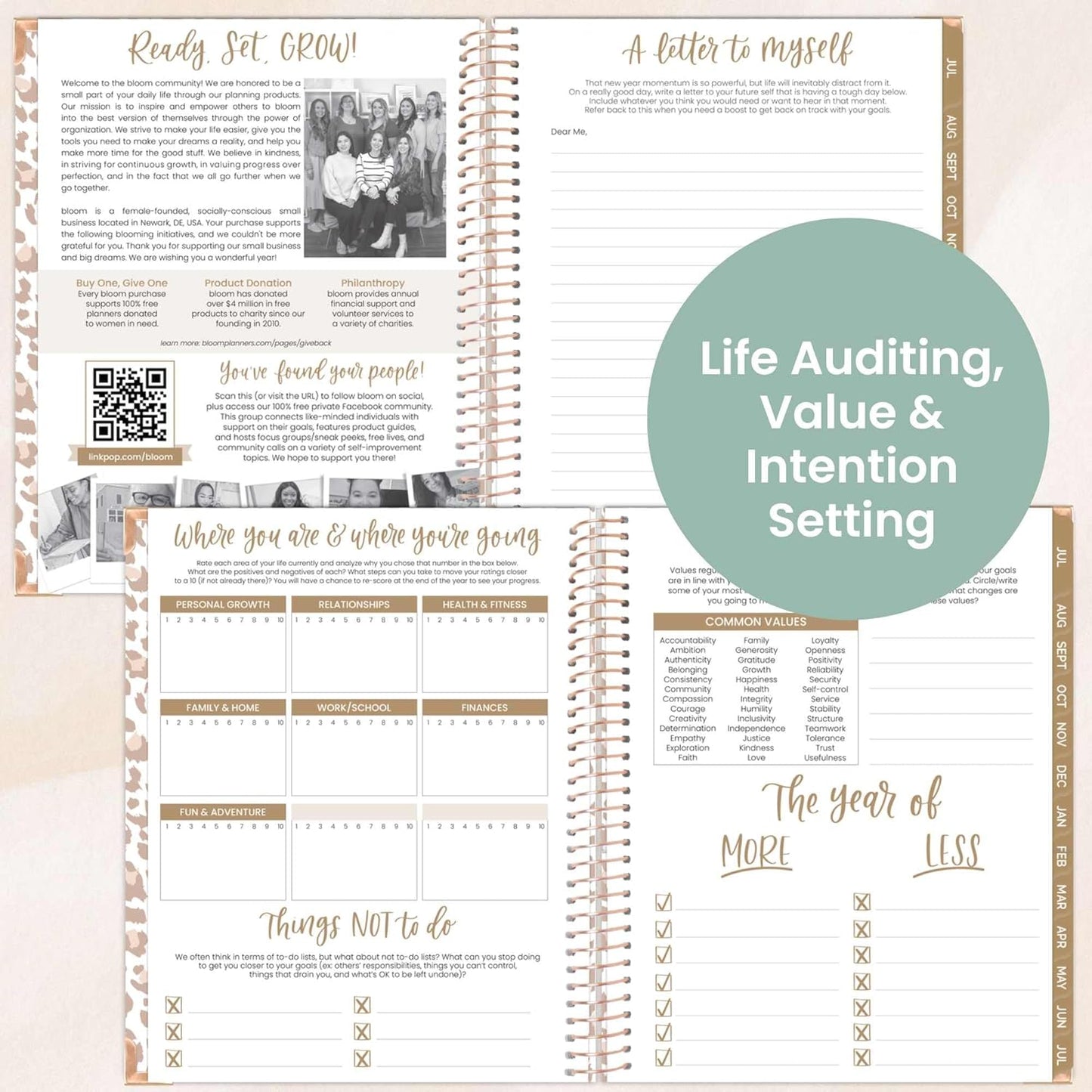 bloom daily planners HARDCOVER 2025-2026 (8.5" x 11") Academic Year Day Planner (July 2025 - July 2026) - Task Goal Organizer - Monthly & Weekly Inspirational Agenda Book - Tan Leopard