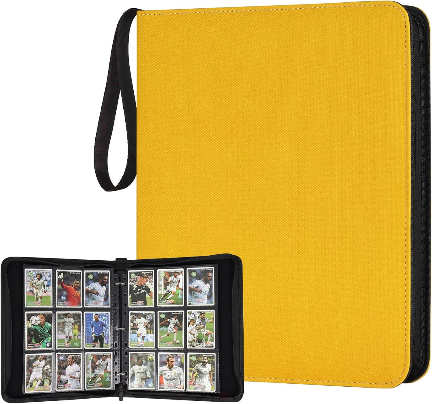 9 Pocket Card Binder, Premium Zip Trading Card Binder, 720 Double Sided Pocket PU Card Collection Binder, Collector Card Album, Card Folder for MTG, TCG, Sports Cards, Game Cards (YELLOW)