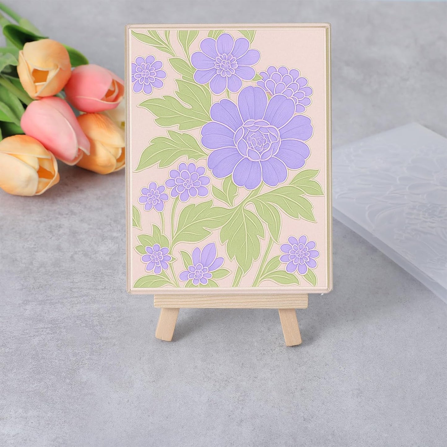 Classicseali 3D Embossing Folders,Transparent Embossing Folder, Flowers Floral Pattern, Embossed Plastic Embossing Folders for Card Making, for Scrapbooking, Paper Art, Art Supplies