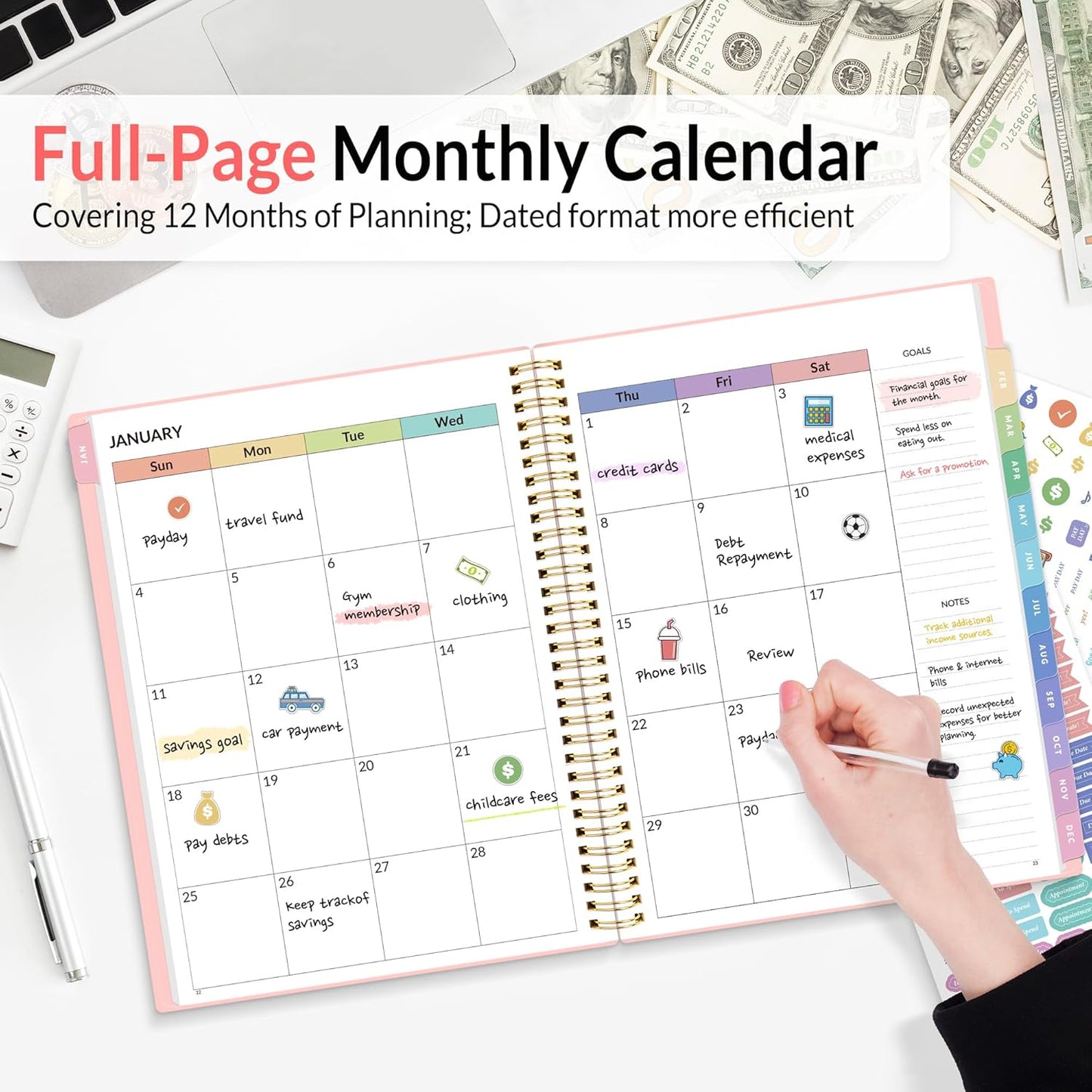 2026 Budget Planner - Monthly Budget Book from JAN 2026 - DEC 2026 with Expense Tracker Notebook, A4 Size (8.5" x 11") Bill Organizer & Finance Planner Account Book to Manage Your Finances, Pink