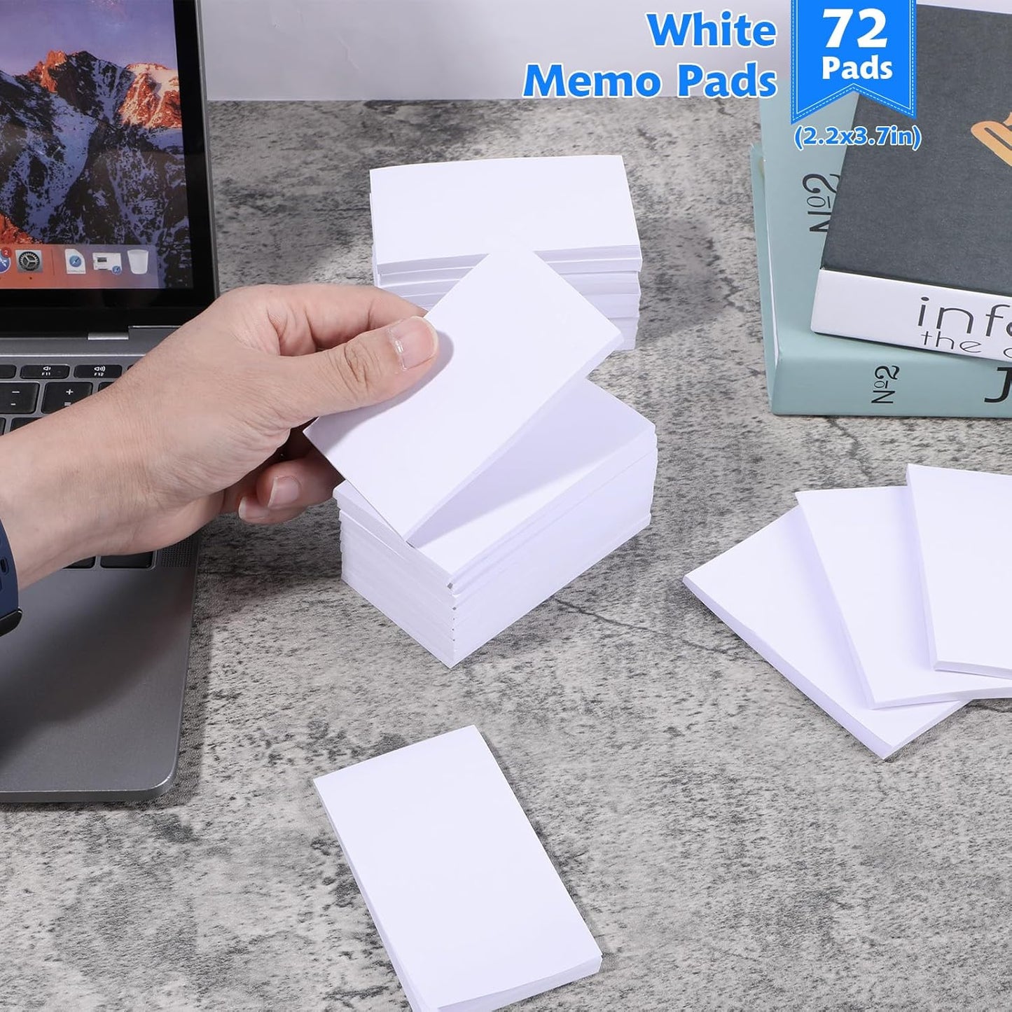 72 Pack Paper Note Pads White Memo Pad Blank Writing Pad Memo Scratch Pads for Waitress Waiter Book to Do Grocery List Small Notebook Restaurant Checkbook, White (2.2 x 3.7 Inch)