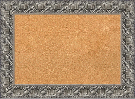 Amanti Art Natural Cork Board for Wall, 22x30 Vision Board with Silver Wood Frame, Medium Corkboard Office Decor for Home Organization, Traditional Corkboard Pinboard to Display Items for Home