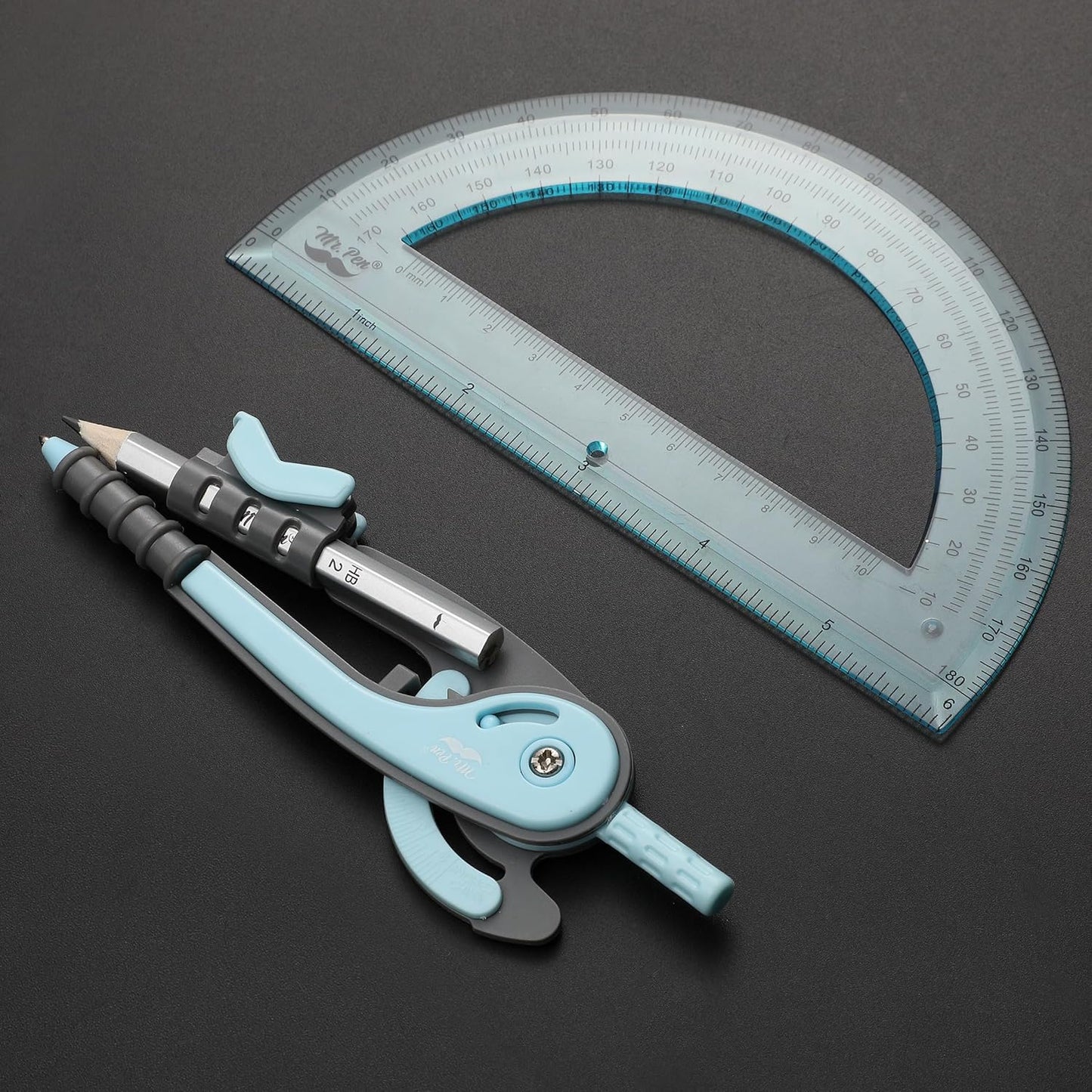 Mr. Pen- Compass and Protractor Set, Sky Blue, Compass Geometry Tool, Protractor and Compass Set, Compass Drawing Tool, Drawing Compass, Geometry Compass, Back to School Supplies
