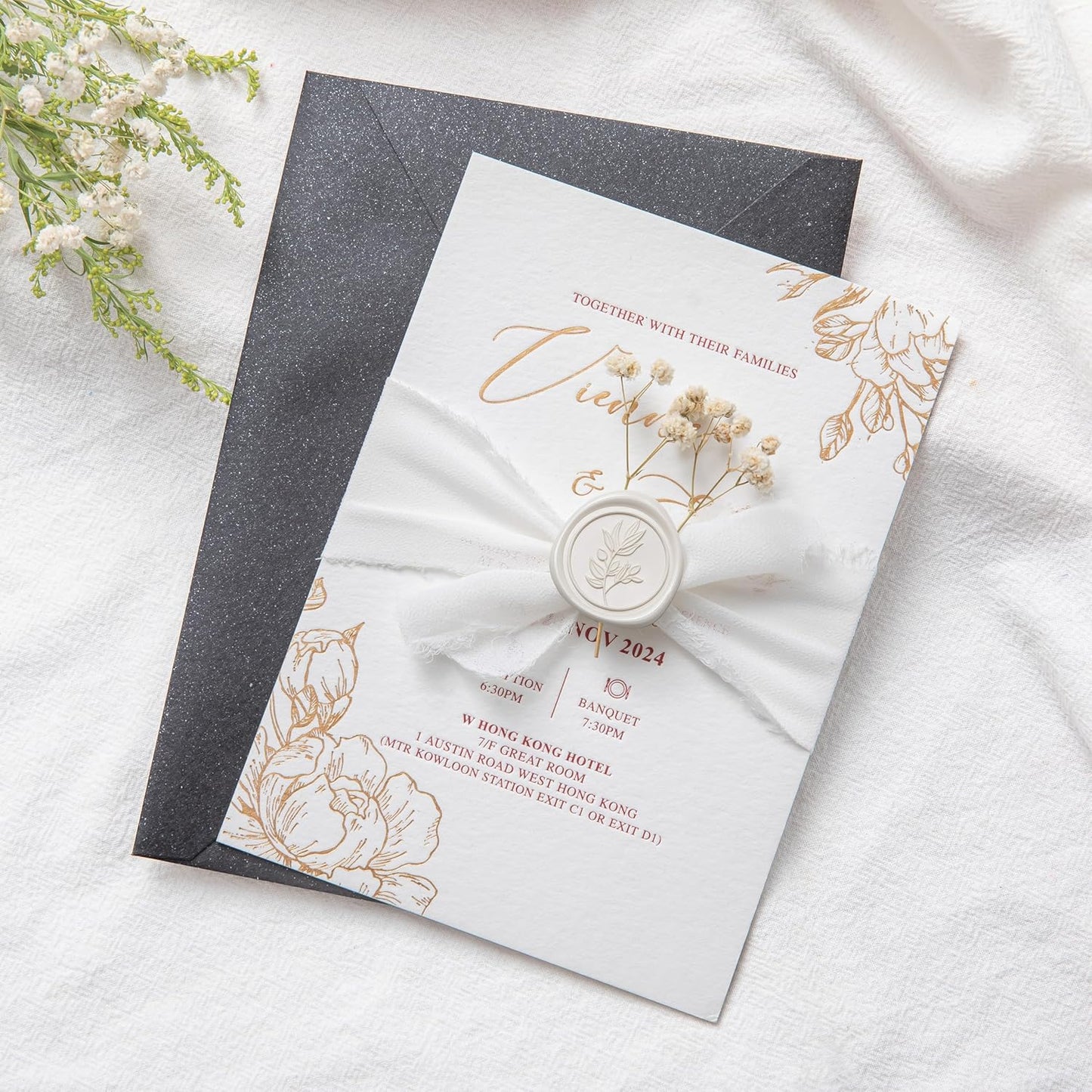 PONATIA Ivory Wax Seal Stickers - Wedding Envelope Seal Stickers, 50 Pcs Self- Adhesive Wax Seals, Perfect for Invitation Cards, Christmas Cards, Gift Wrapping, Party Menu Decor