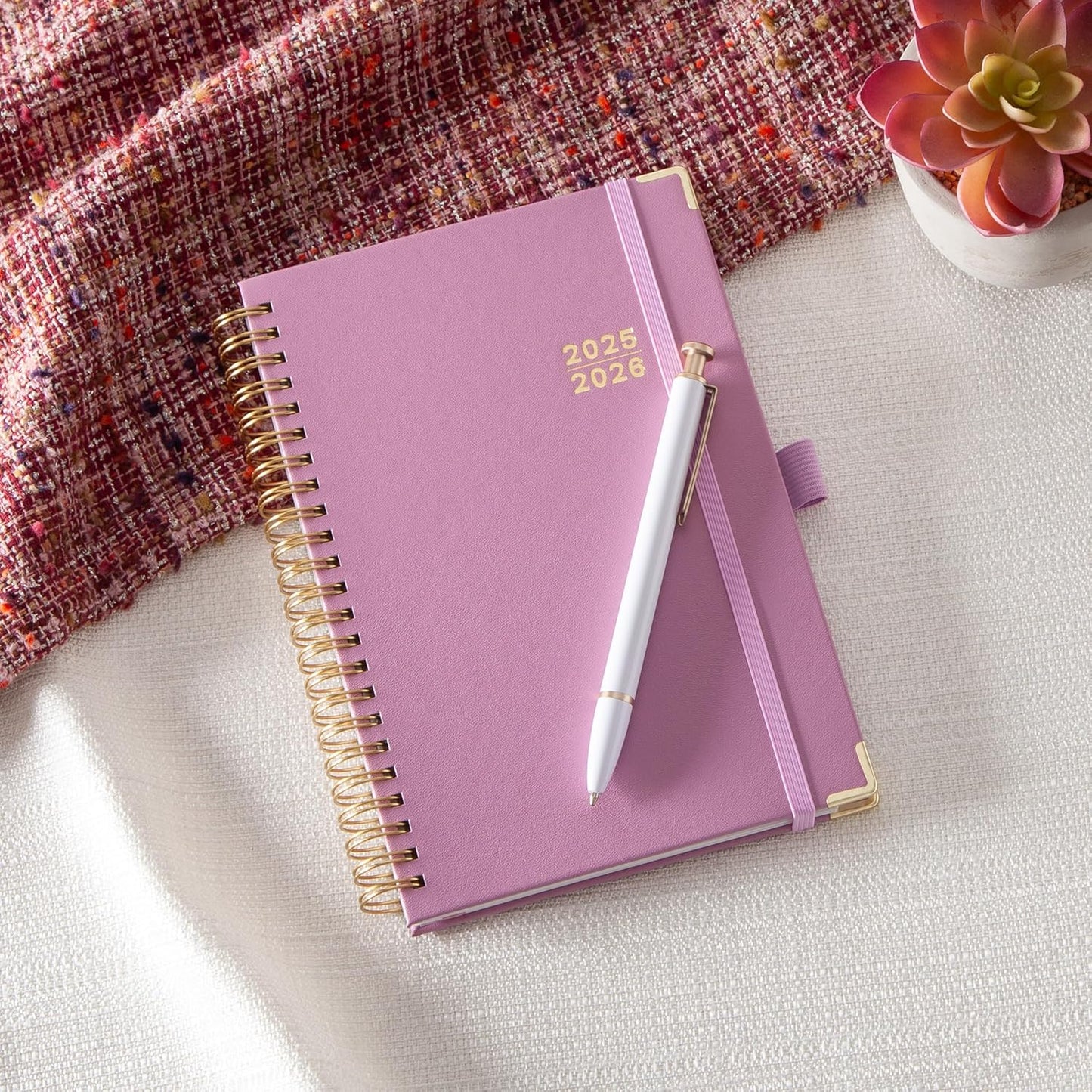 Blue Sky 2025-2026 Weekly and Monthly Academic Year Planner Calendar, July 2025 - June 2026, 5" x 8", Faux Leather Cover, Wirebound, Storage Pocket, Laminated Tabs, Imperial Rose