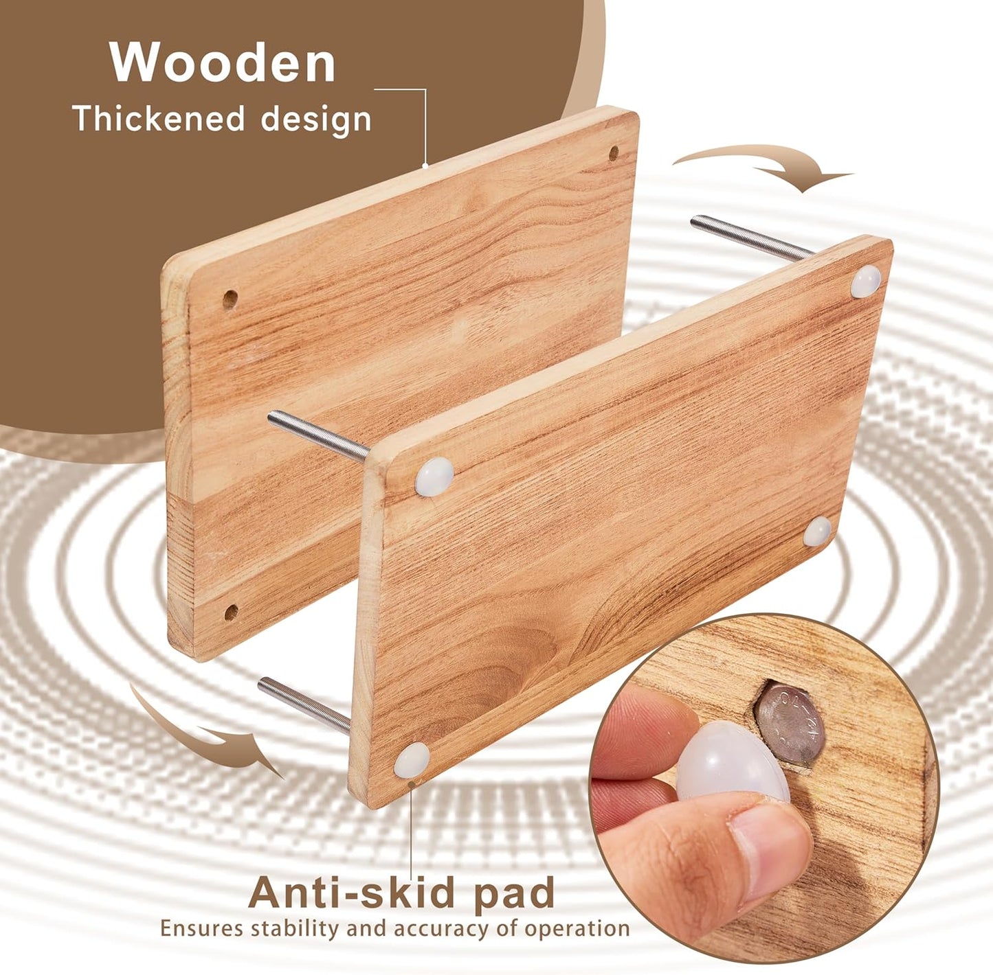 Wooden Book Press - 13''x7.9'' Book Press with Non-Slip Round Foot Pads, Ideal for Bookbinding Press, Paper Press, Bookbinding Machine and DIY Projects