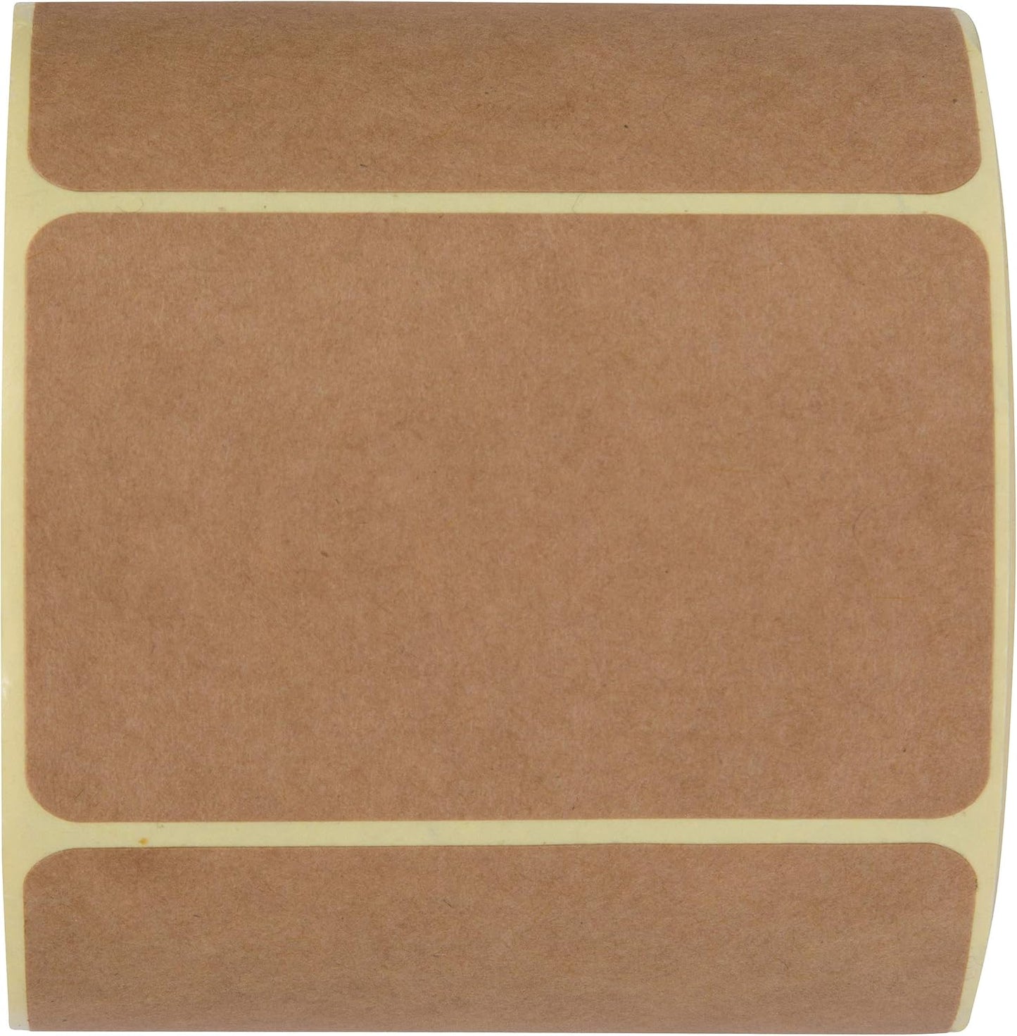 Camp Galaxy 2x3 Inch Natural Brown Kraft Stickers (350 Per Roll) - Rectangular Blank Stickers for Store Owners, Crafts, Organizing, Jar and Canning Labels, Price Tags