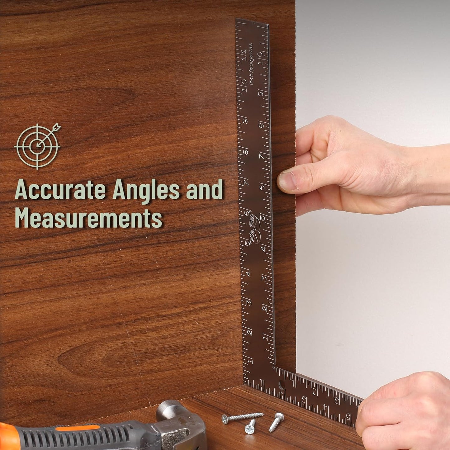 Mr. Pen- Framing Square, 8 x 12 Inch, Silver, Right Angle Ruler, L Shape Ruler, Metal Square