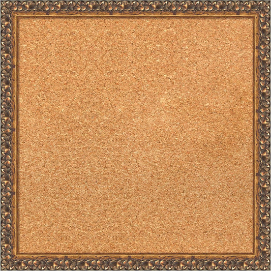 Amanti Art Natural Cork Board for Wall, 18x18 Vision Board with Bronze Frame, Small Corkboard Office Decor for Home Organization, Traditional Corkboard Pinboard to Display Items for Home Organization