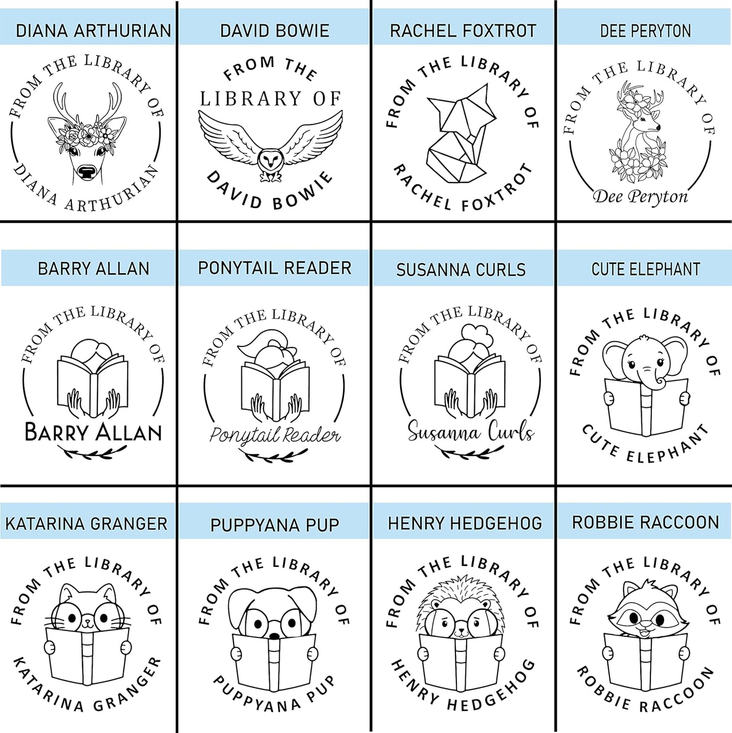 Personal Book Embosser Custom Stamp Seal, from The Library of Gift Ex Libris, Floral and Monogram Designs