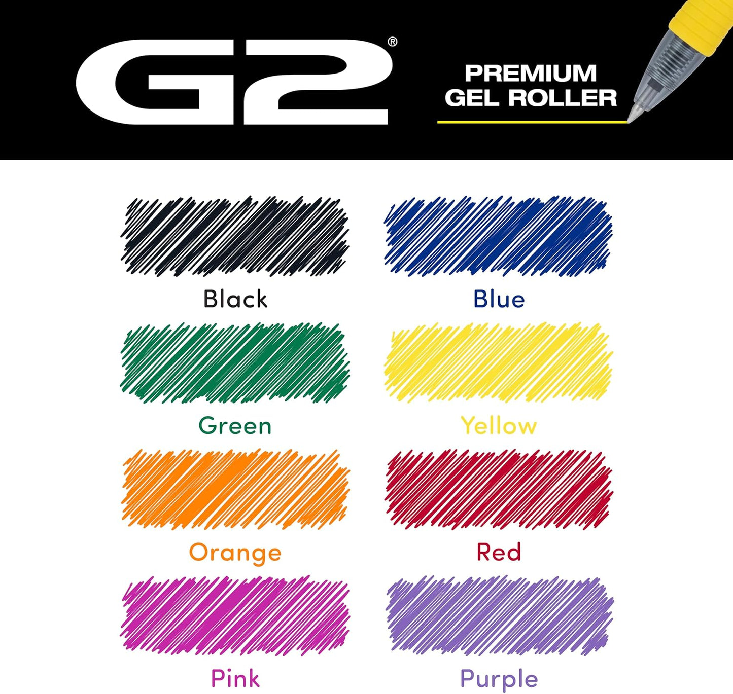 PILOT, G2 Premium Gel Roller Pens, G2 Rainbow Colors Pack, 8 Pack Pouch, Fine Point 0.7 mm, Assorted