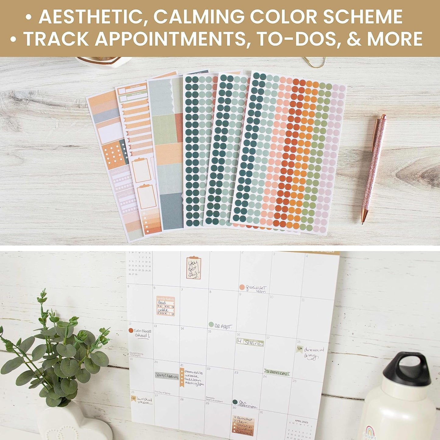 bloom daily planners Color Coding Planner Stickers - Muted Neutrals 1/4" Minimalist Dot Labels - Six Sheets, 1000+ Stickers Per Pack! - Sweater Weather